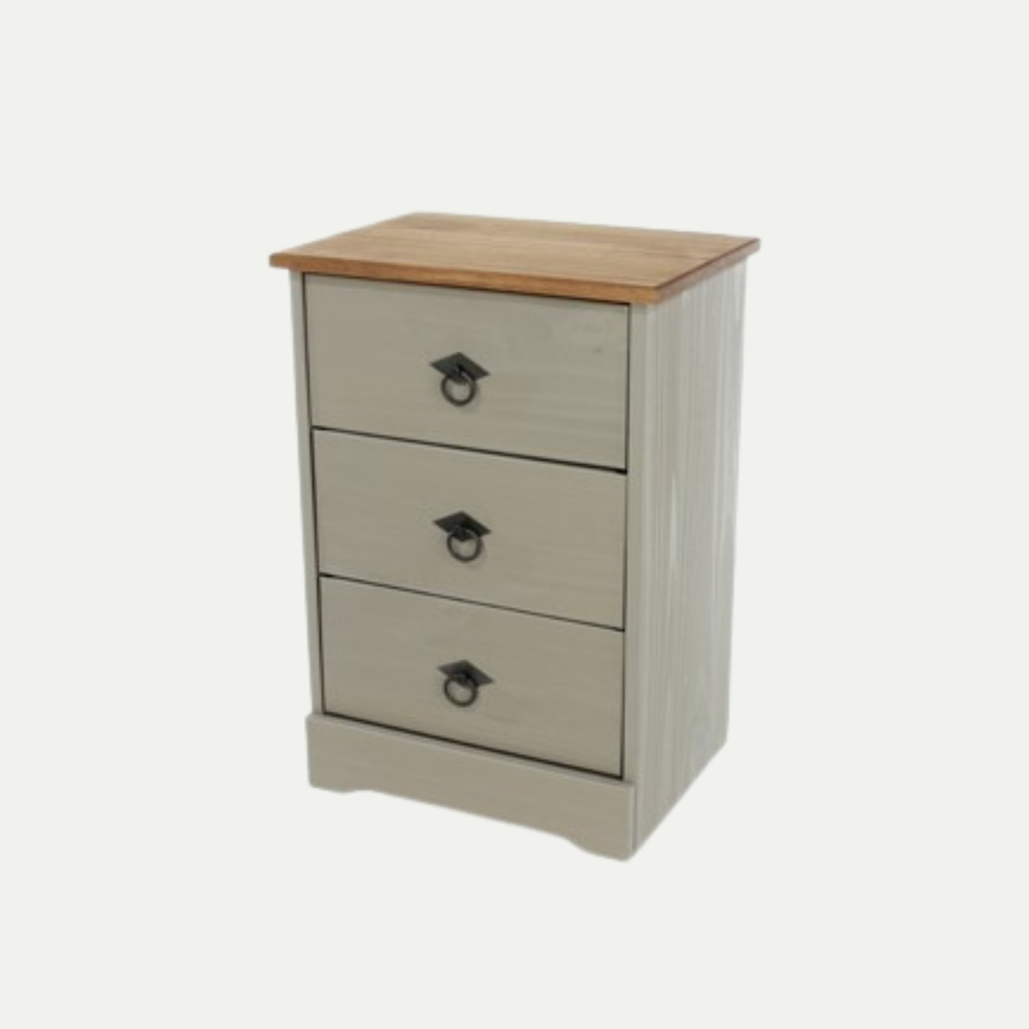 Grey 3 drawer bedside cabinet