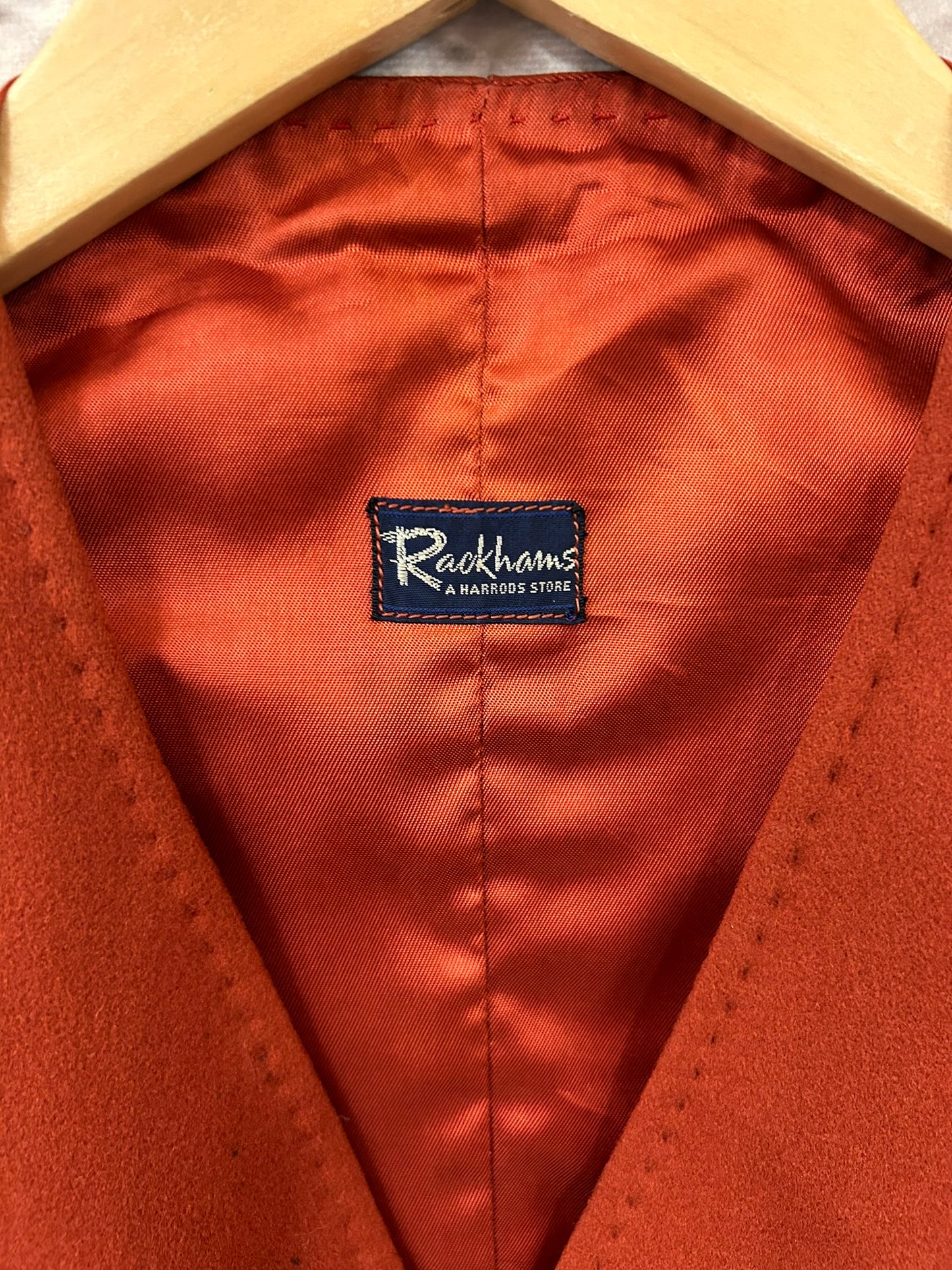 1960s Style Burnt Orange Wool Waistcoat Size 14