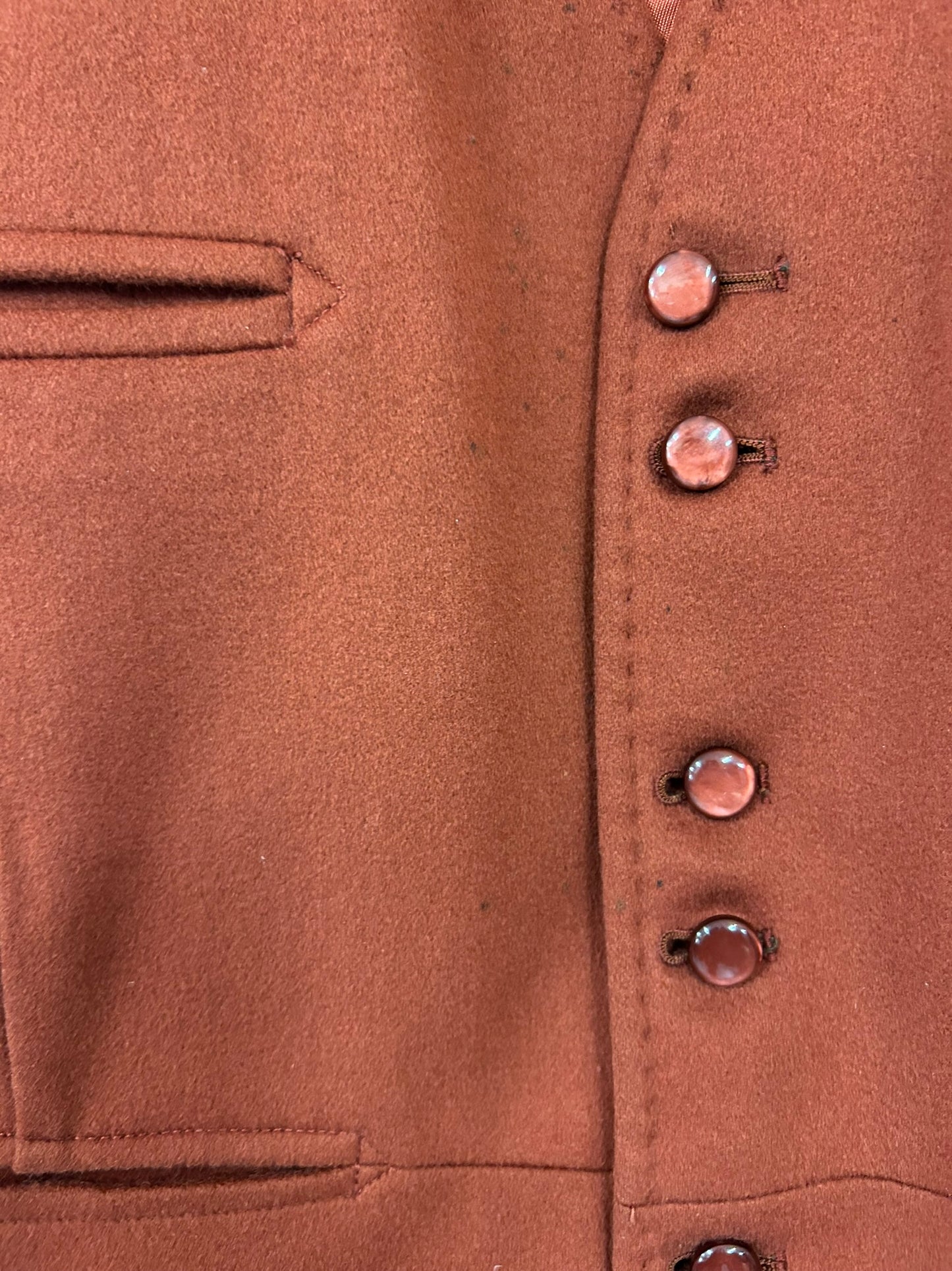 1960s Style Burnt Orange Wool Waistcoat Size 14