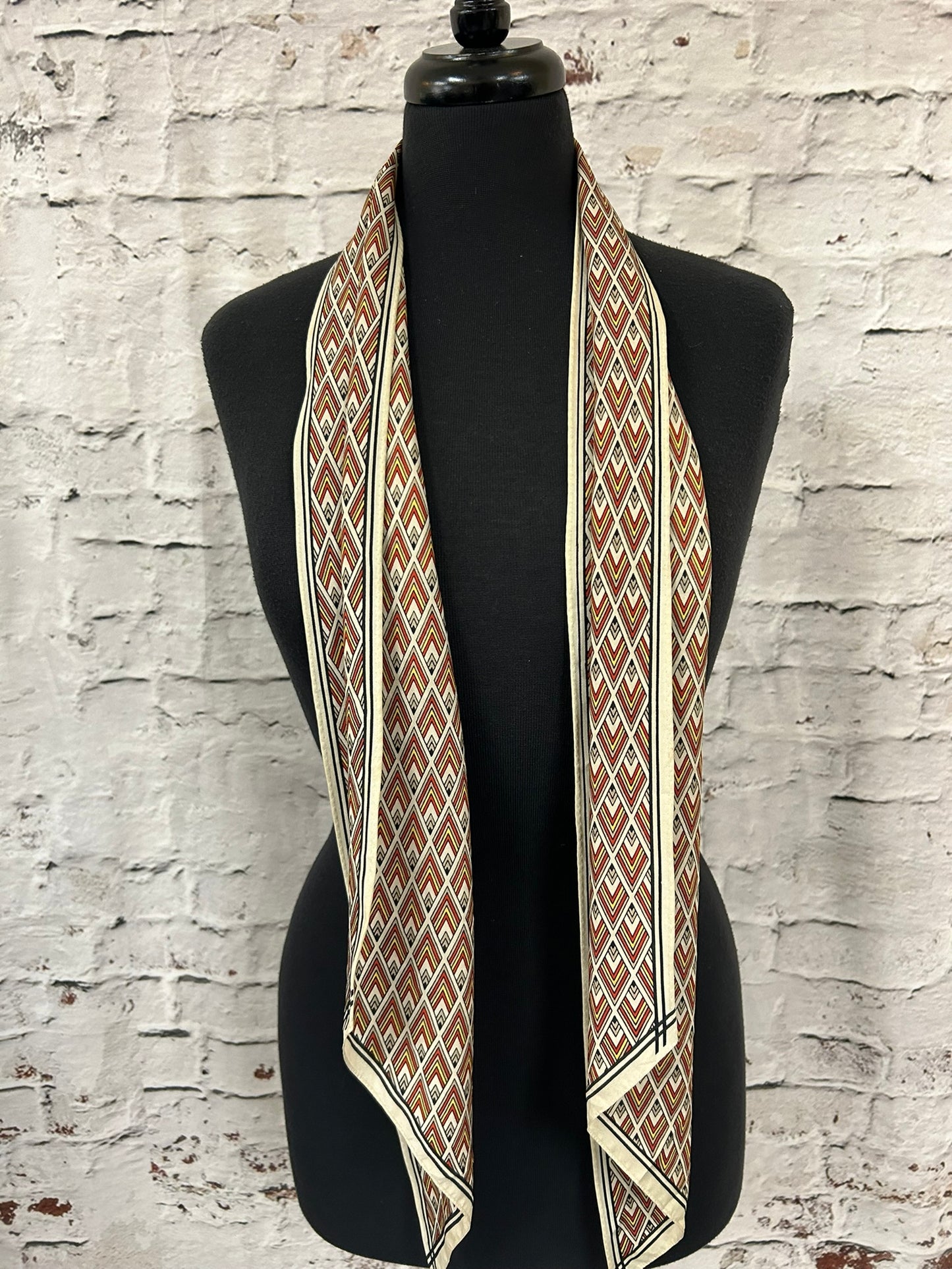 1960s Style Silk Diamond Print Scarf