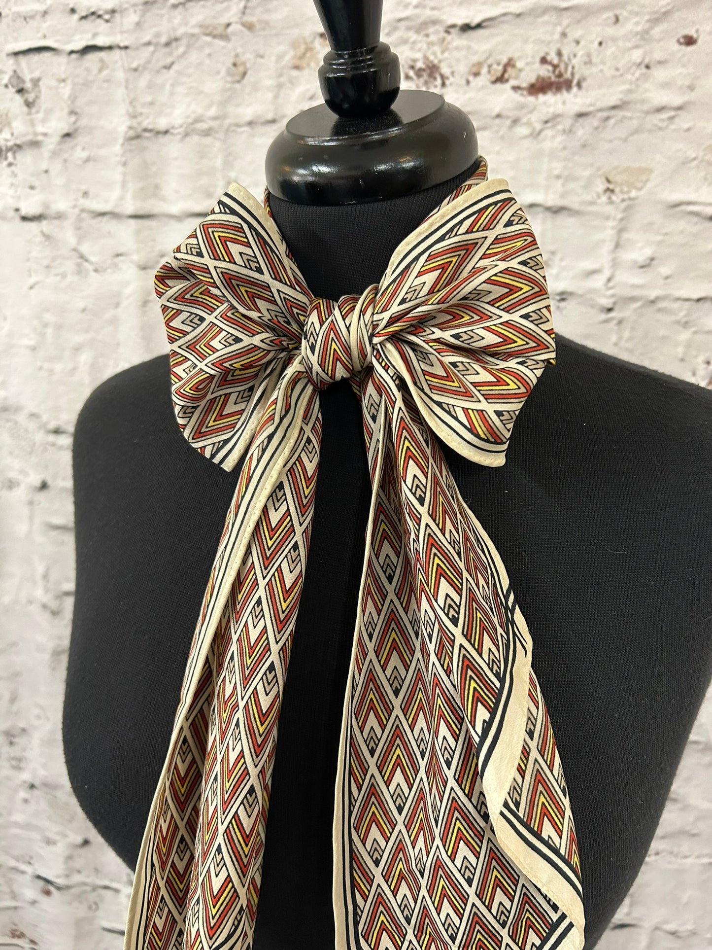 1960s Style Silk Diamond Print Scarf
