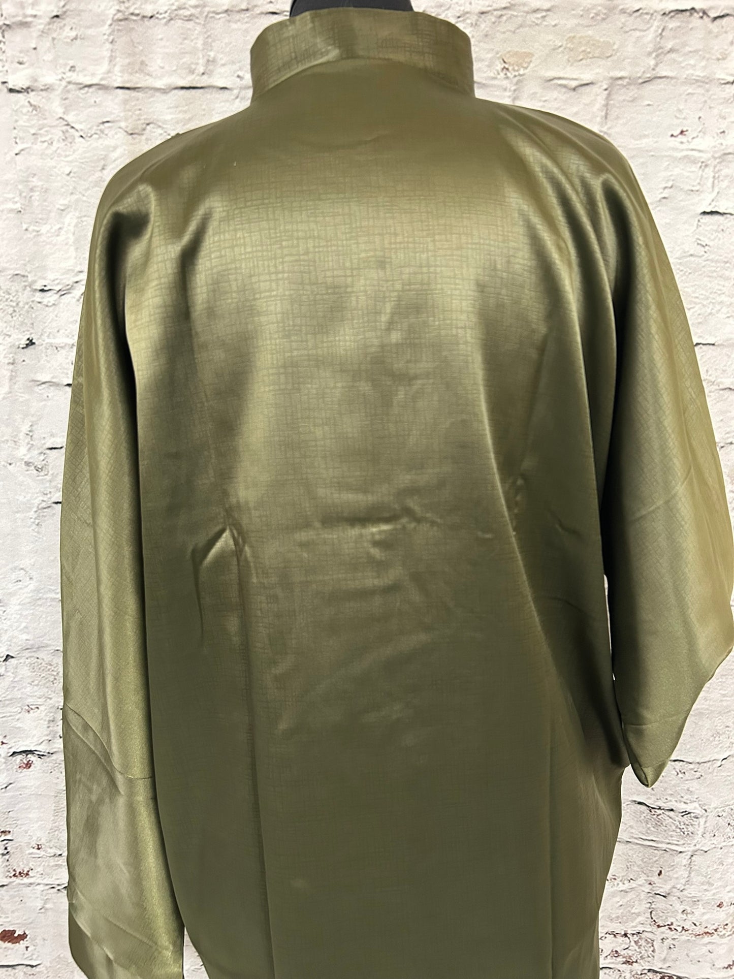 1990s Style Forest Green Chinese Cheongsam Silk Jacket Size