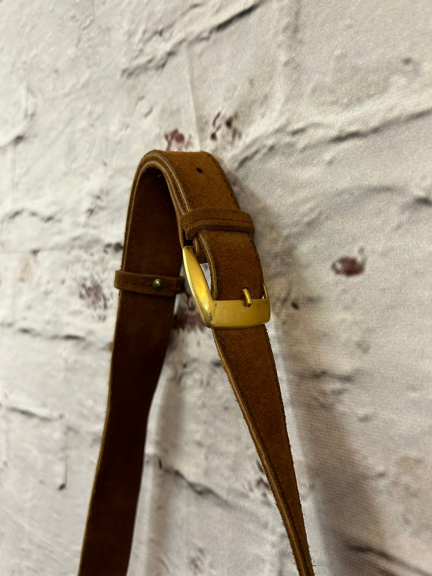 1960s Style Tan Suede Shoulder Bag