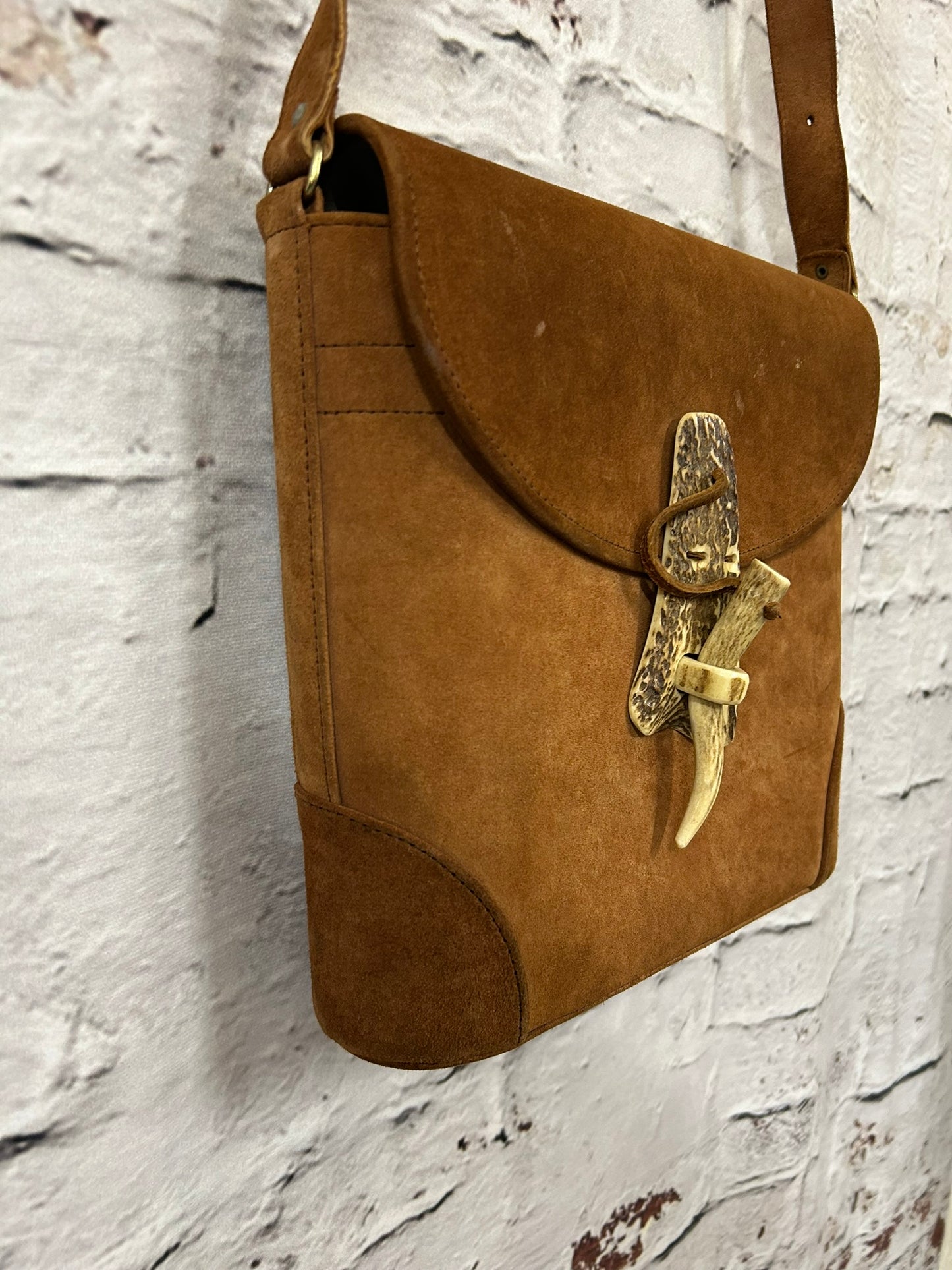 1960s Style Tan Suede Shoulder Bag