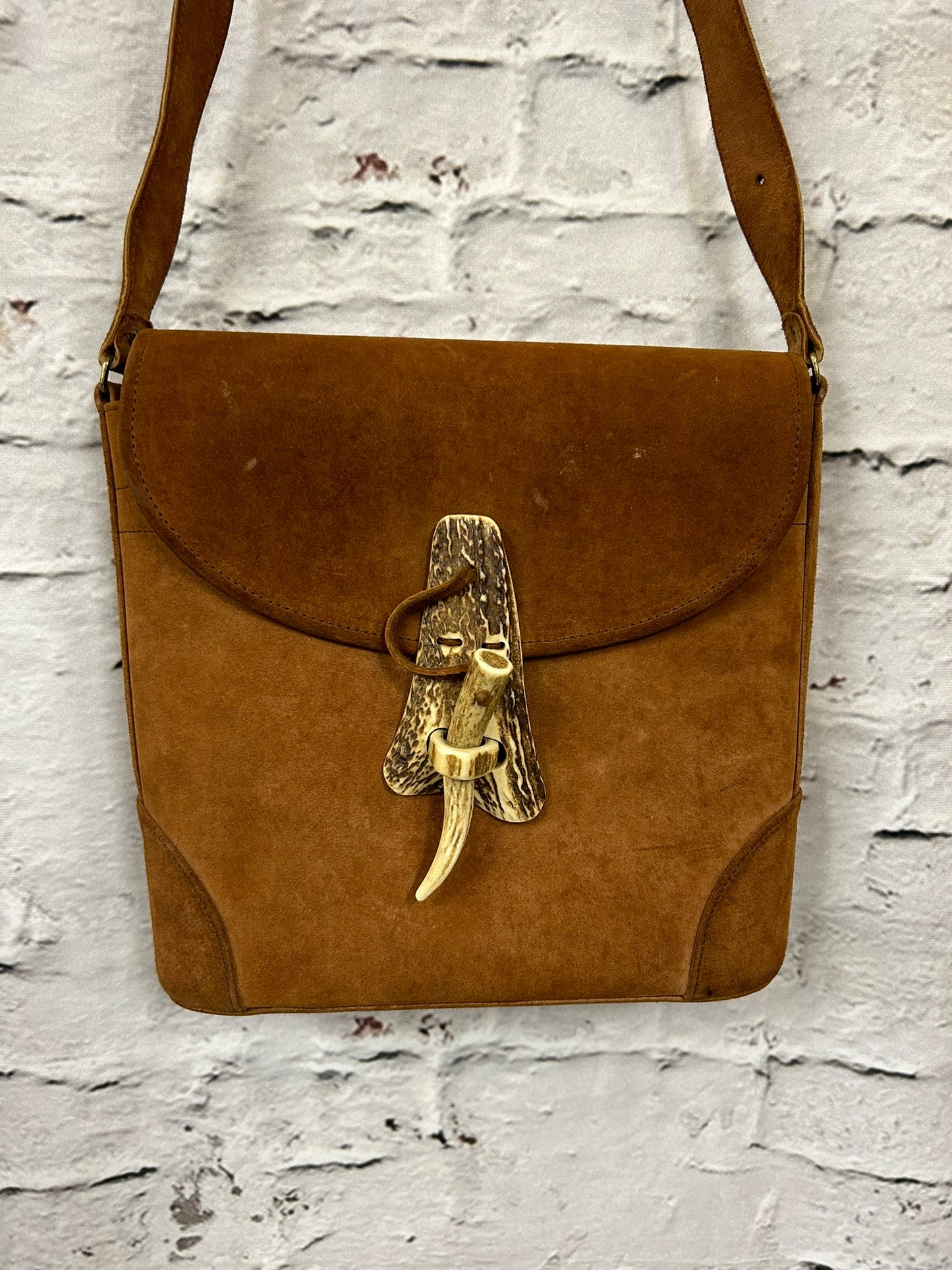 1960s Style Tan Suede Shoulder Bag