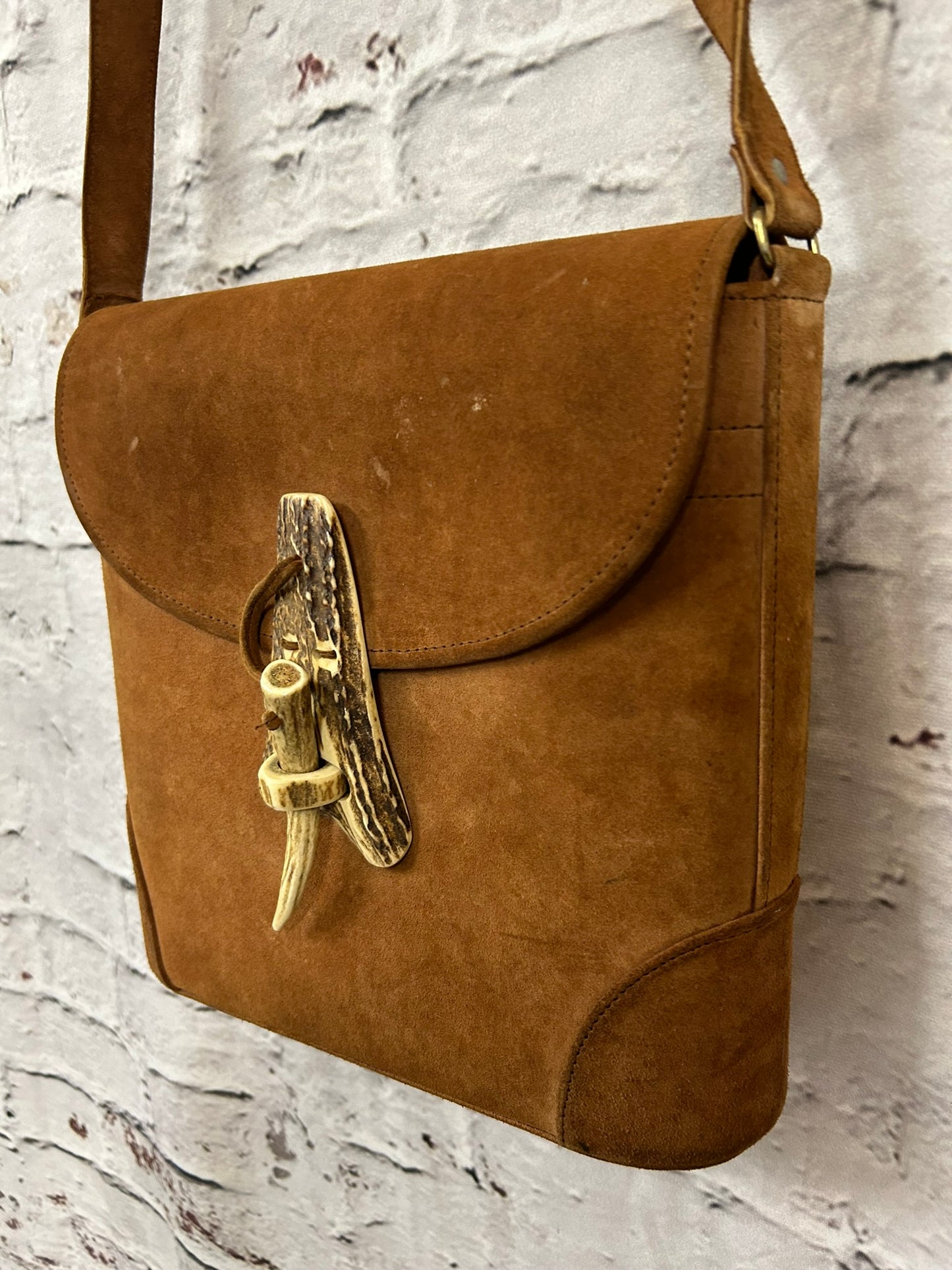 1960s Style Tan Suede Shoulder Bag