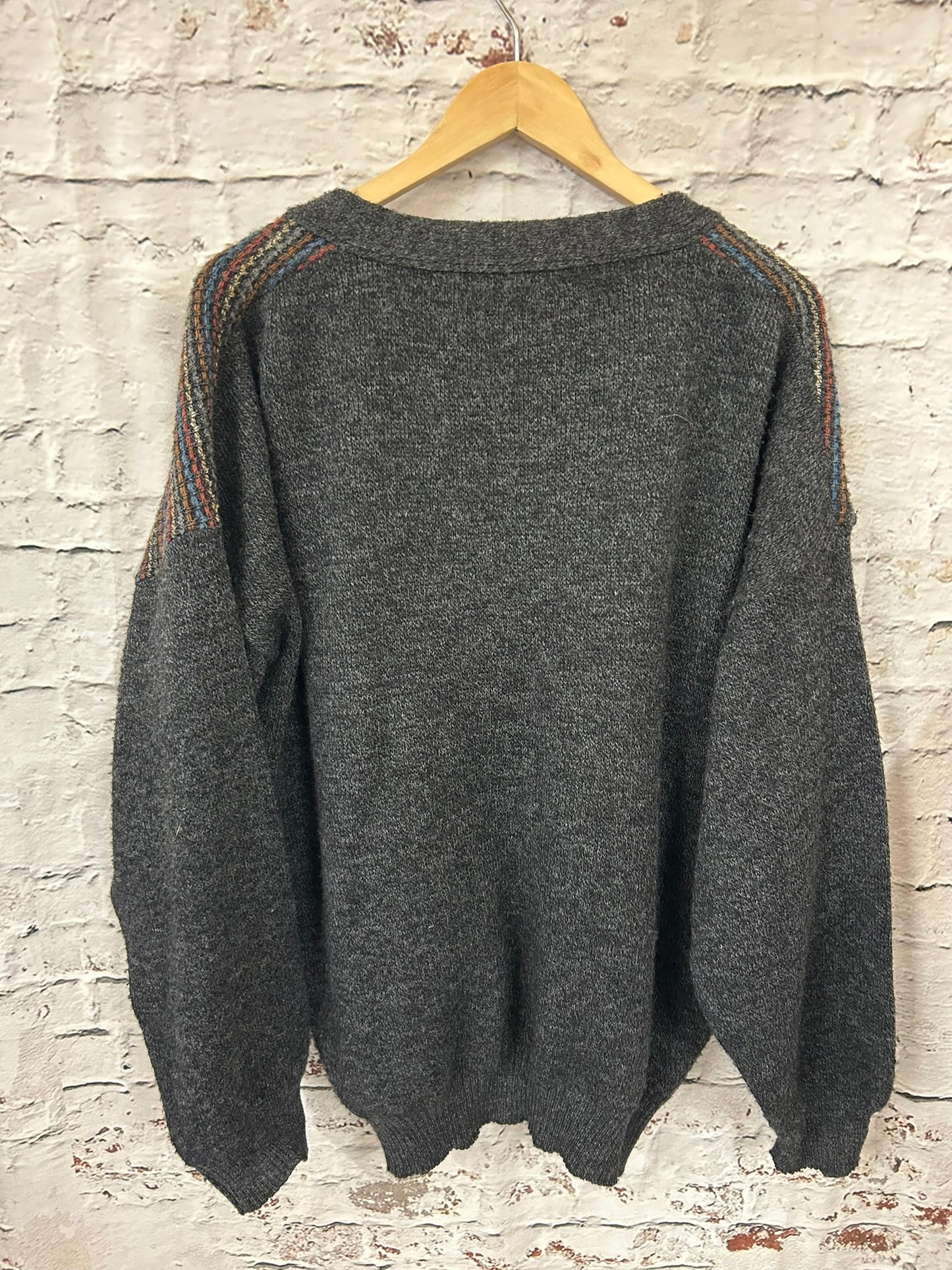 1980s Chunky Oversized Grey Knitted Cardigan Size 18-20