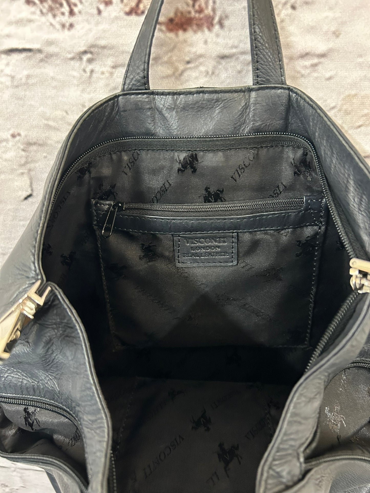 1990s Style Black Leather Backpack