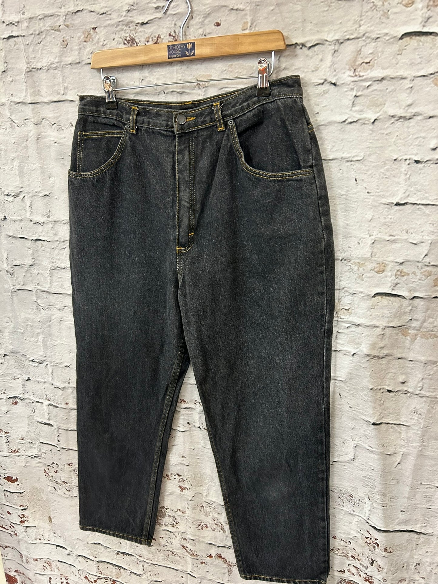 1990s Style Grey High Waisted Jeans Size 14-16
