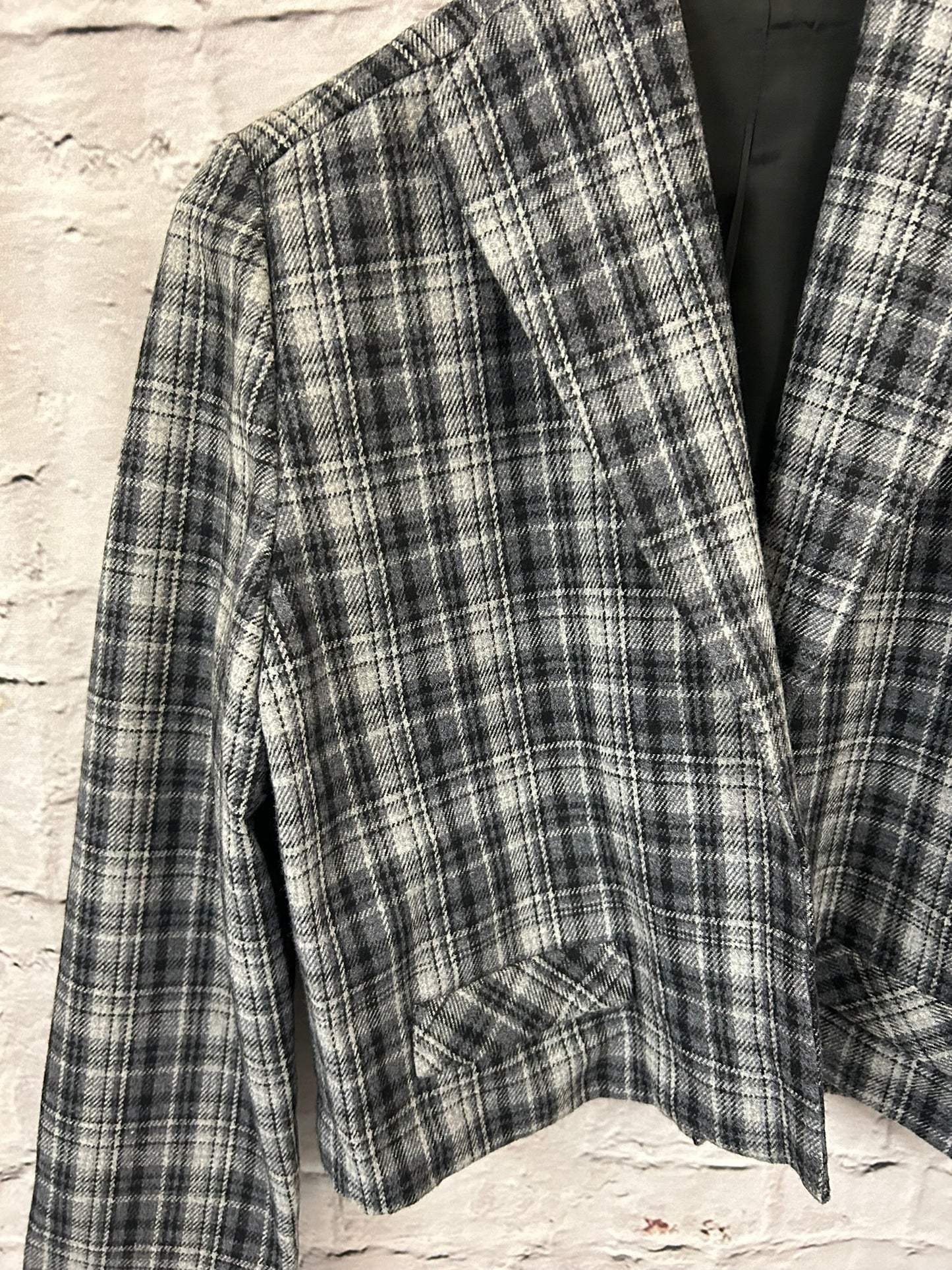 1960s Style Grey Check Cropped Boxy Jacket Size 10-12