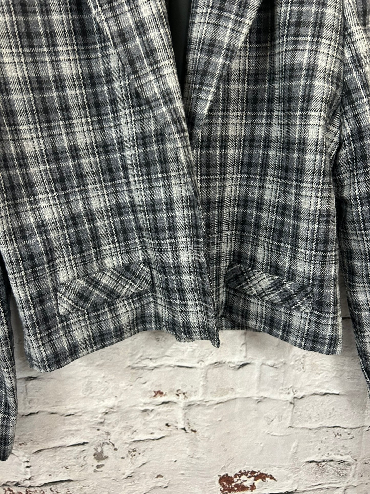 1960s Style Grey Check Cropped Boxy Jacket Size 10-12