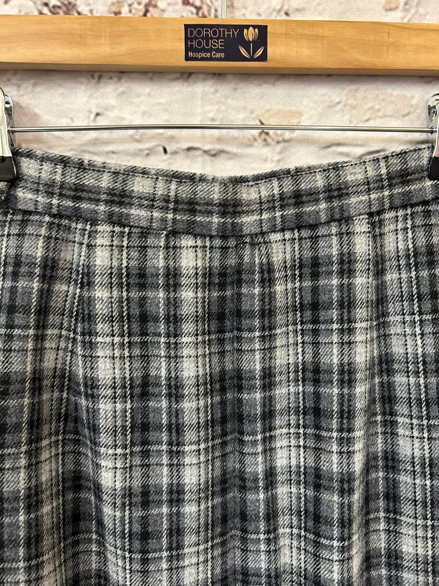 1960s Style Grey Check Midi Skirt Size 6