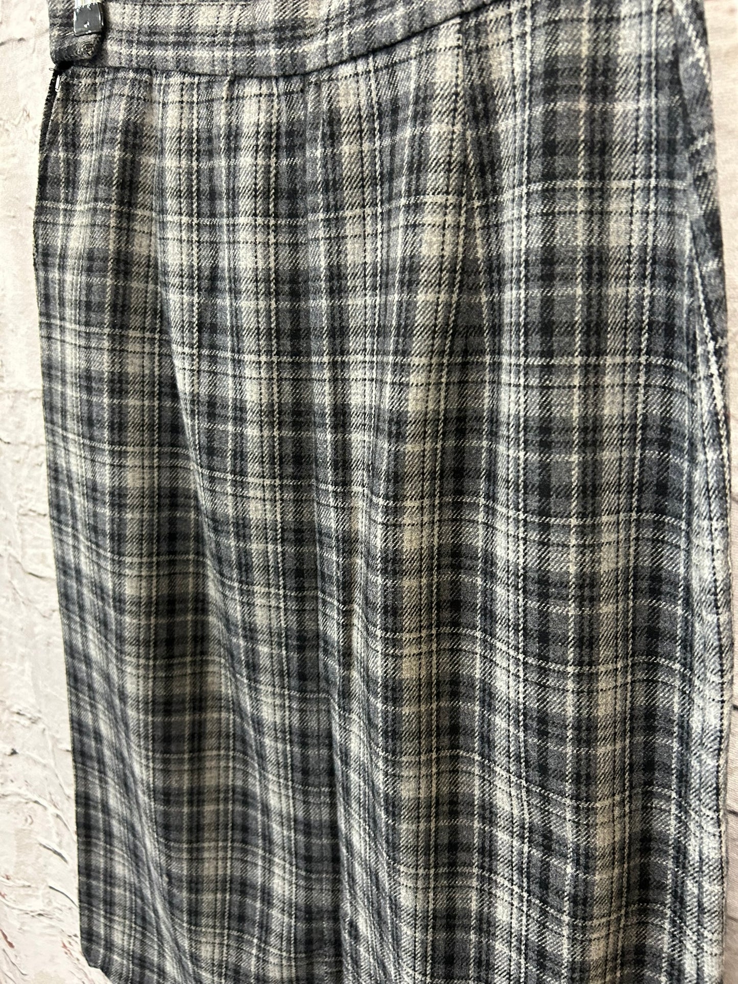 1960s Style Grey Check Midi Skirt Size 6
