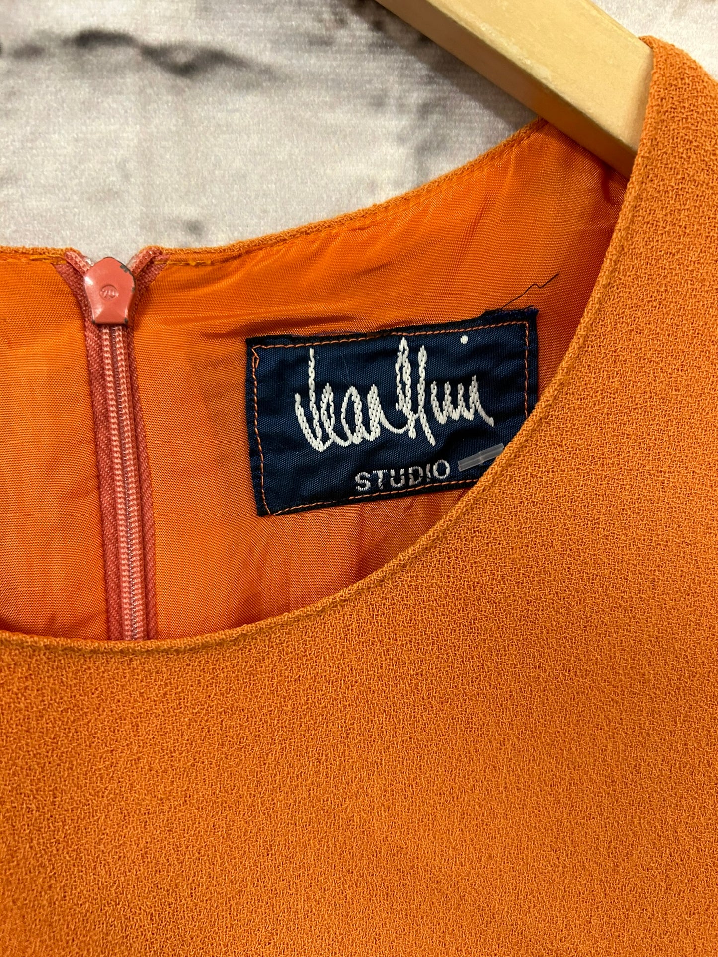 1960s Style Orange Shift Dress Size 8-10