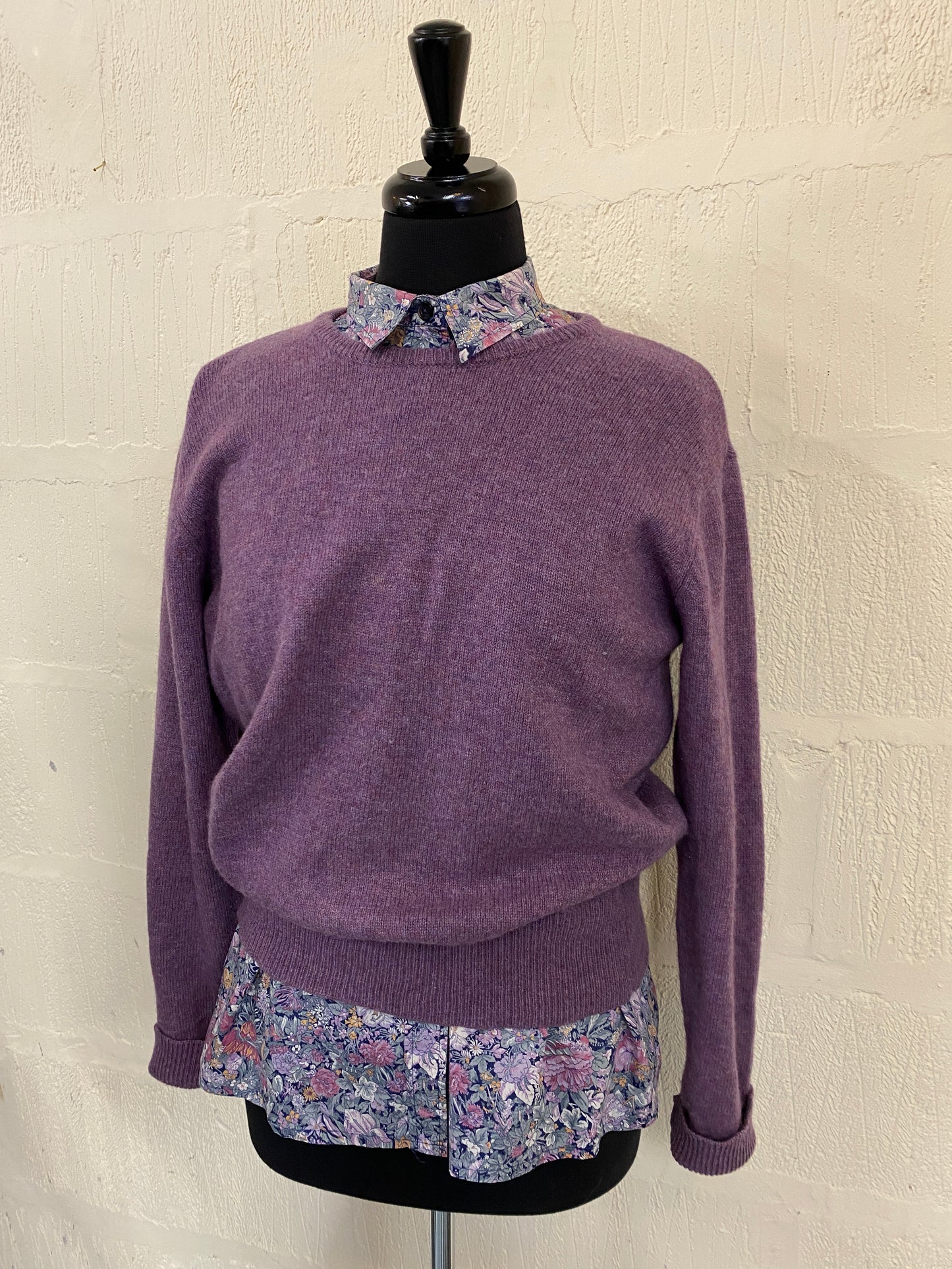 Purple knit round neck jumper Size S