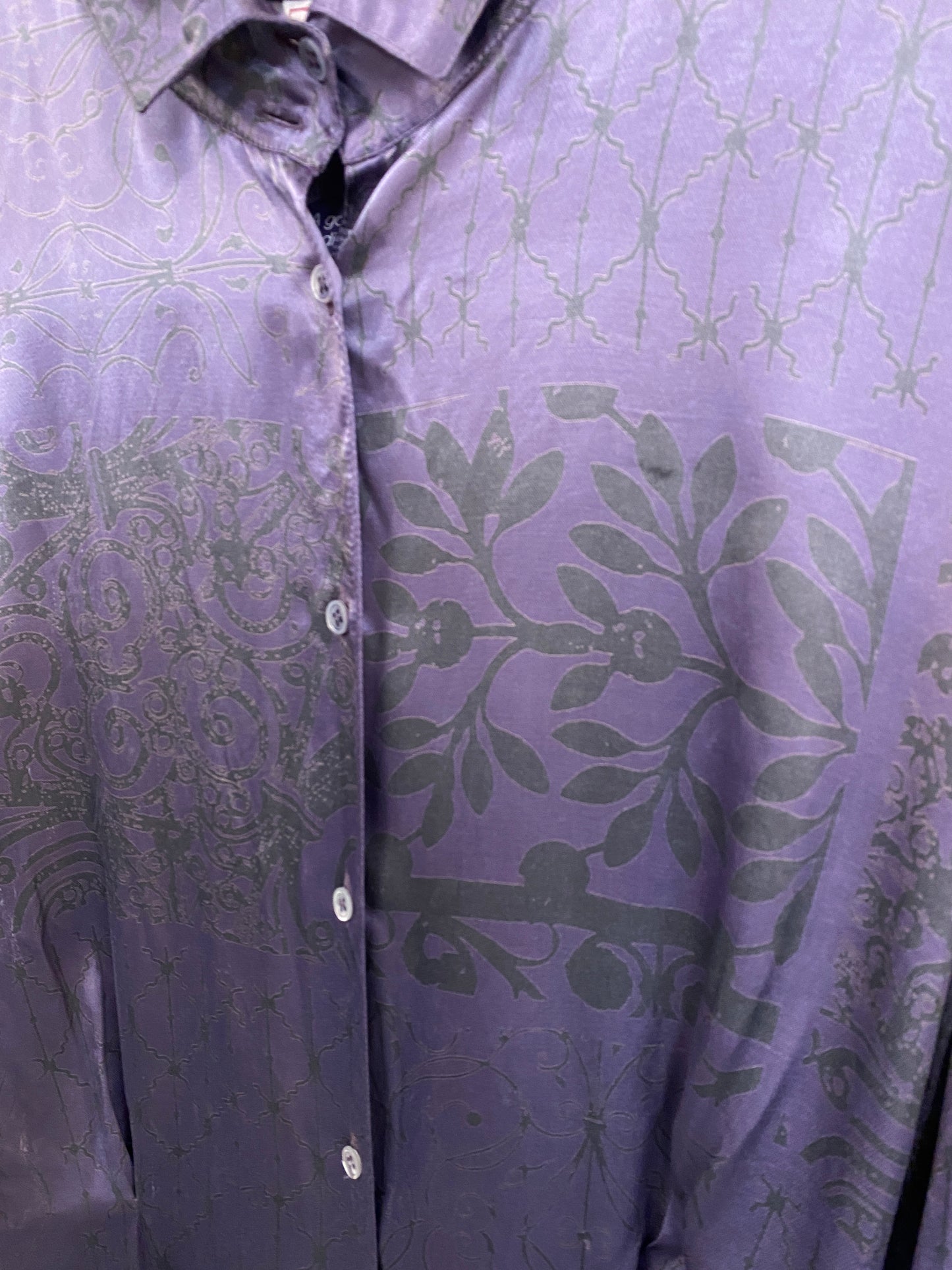 1980s Grey and Purple Blouse Size 10