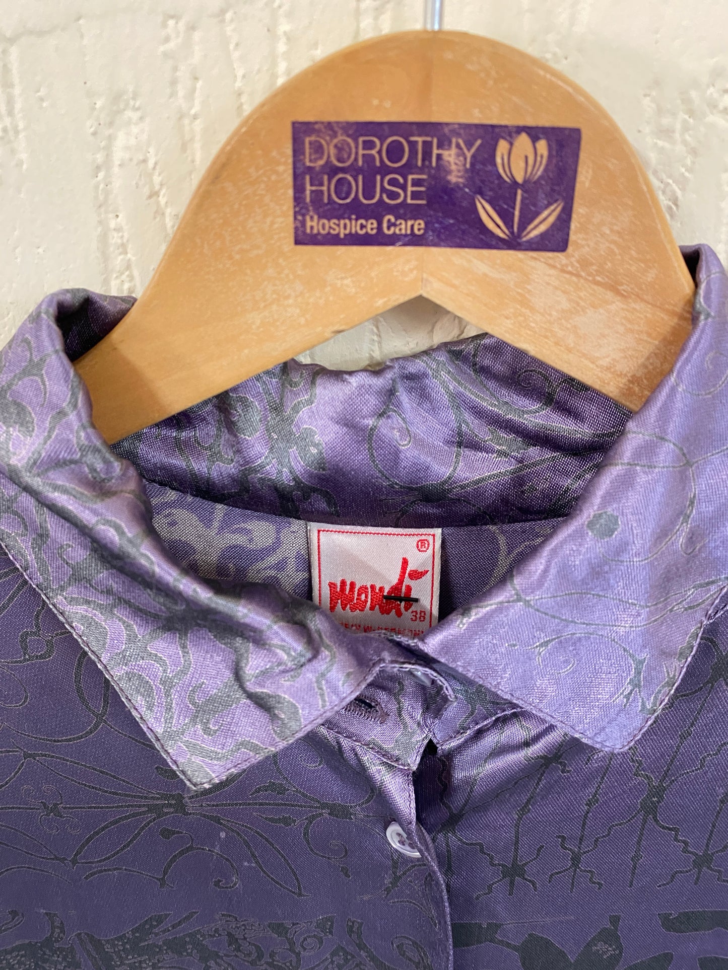1980s Grey and Purple Blouse Size 10