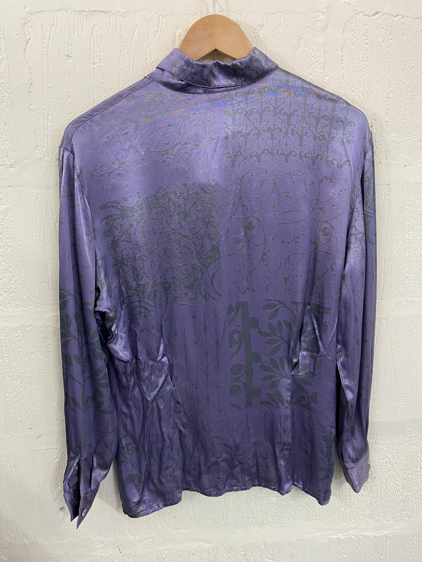 1980s Grey and Purple Blouse Size 10