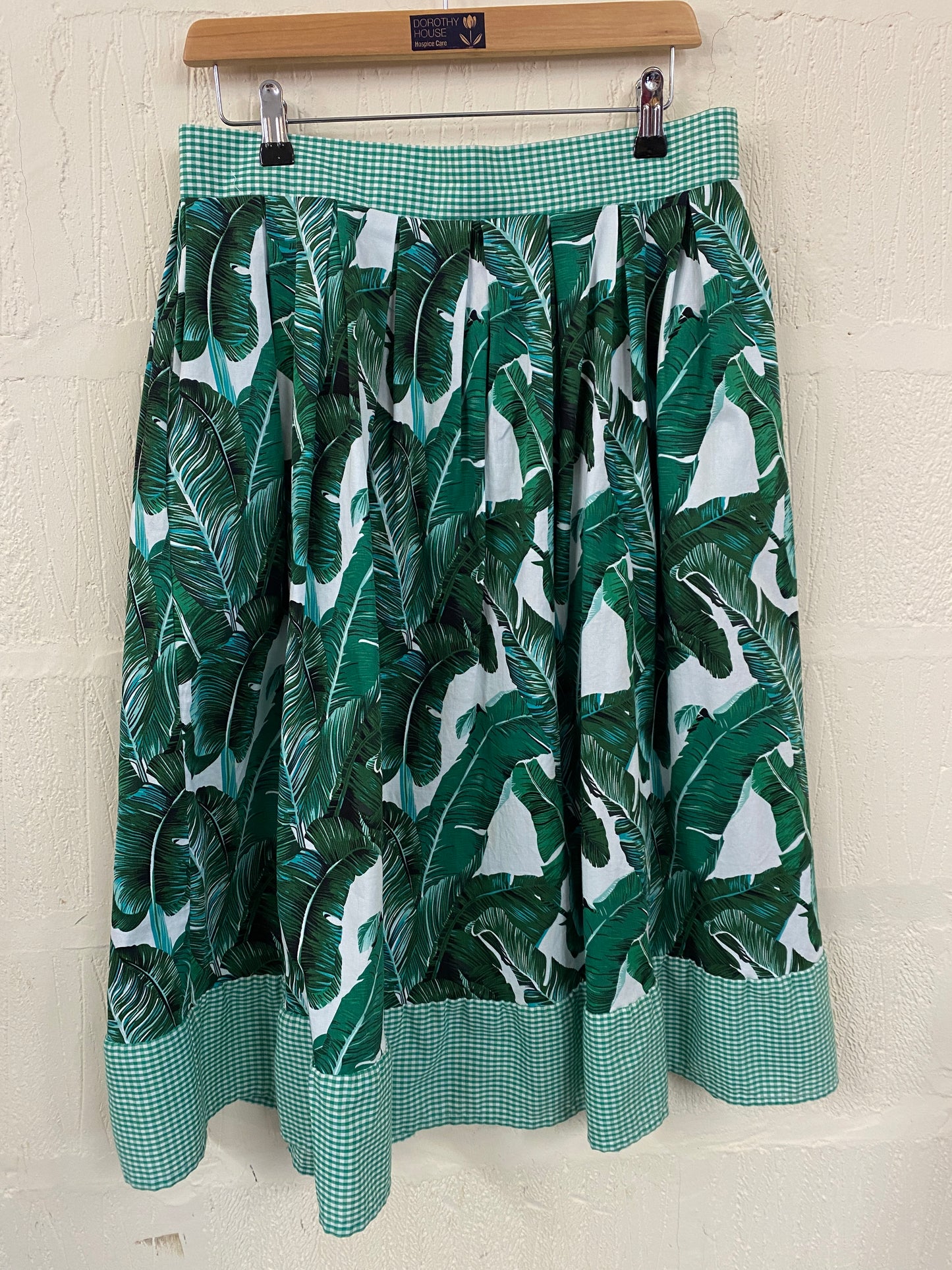 Hand Made Gingham and Palm Print Skirt 8-10