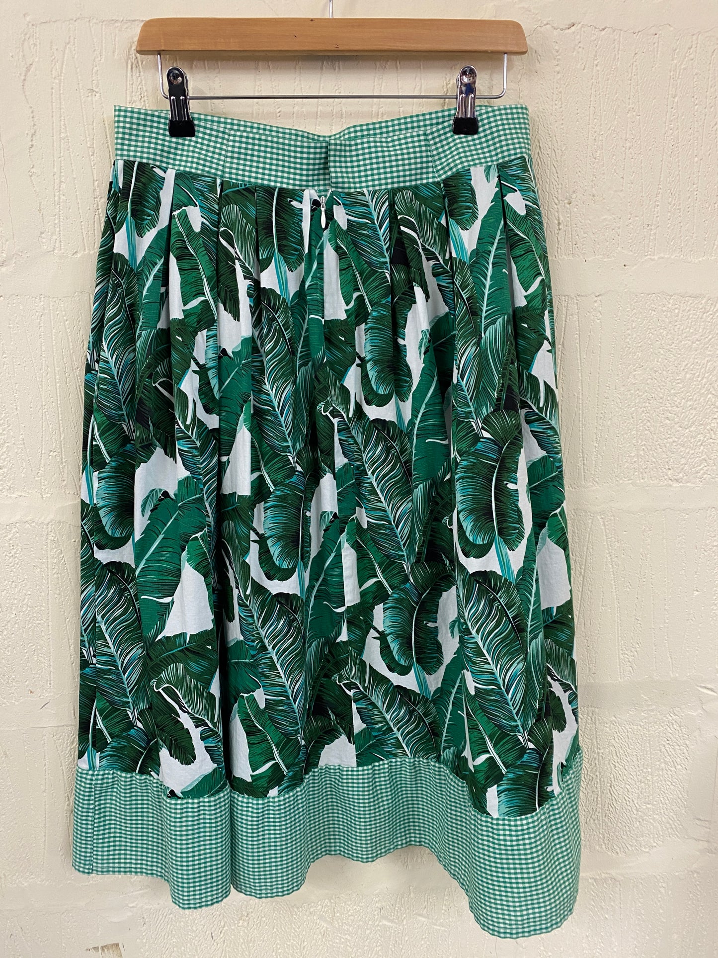 Hand Made Gingham and Palm Print Skirt 8-10
