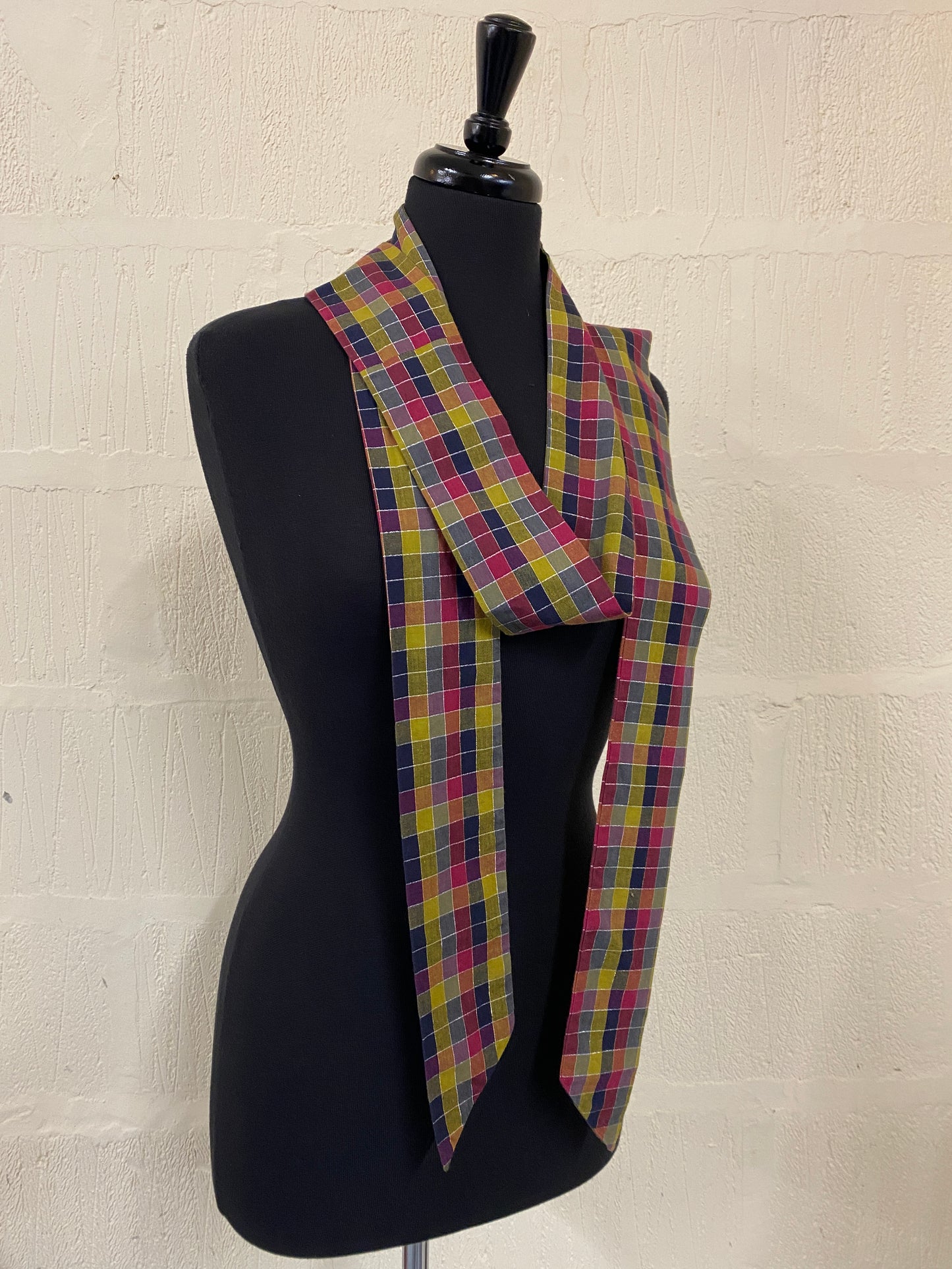 Hand made Multi Colour Check with Silver Thread Shacket Blouse.  Size 14