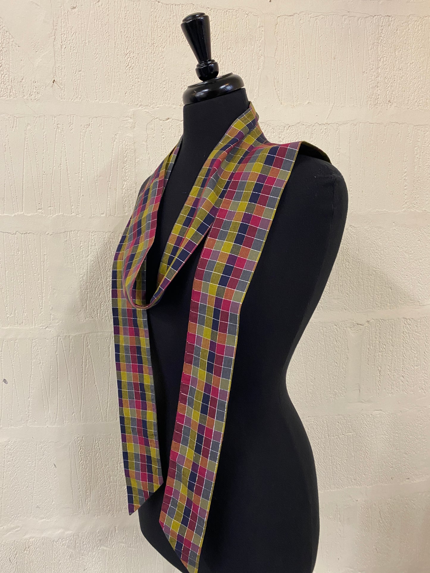 Hand made Multi Colour Check with Silver Thread Shacket Blouse. Size 14