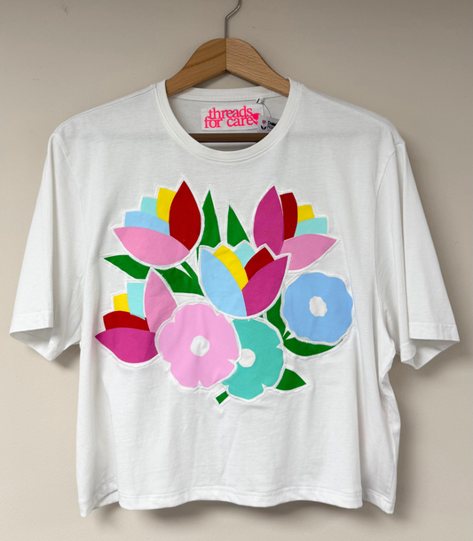 Threads for Care - Reworked Cropped T-Shirt in White