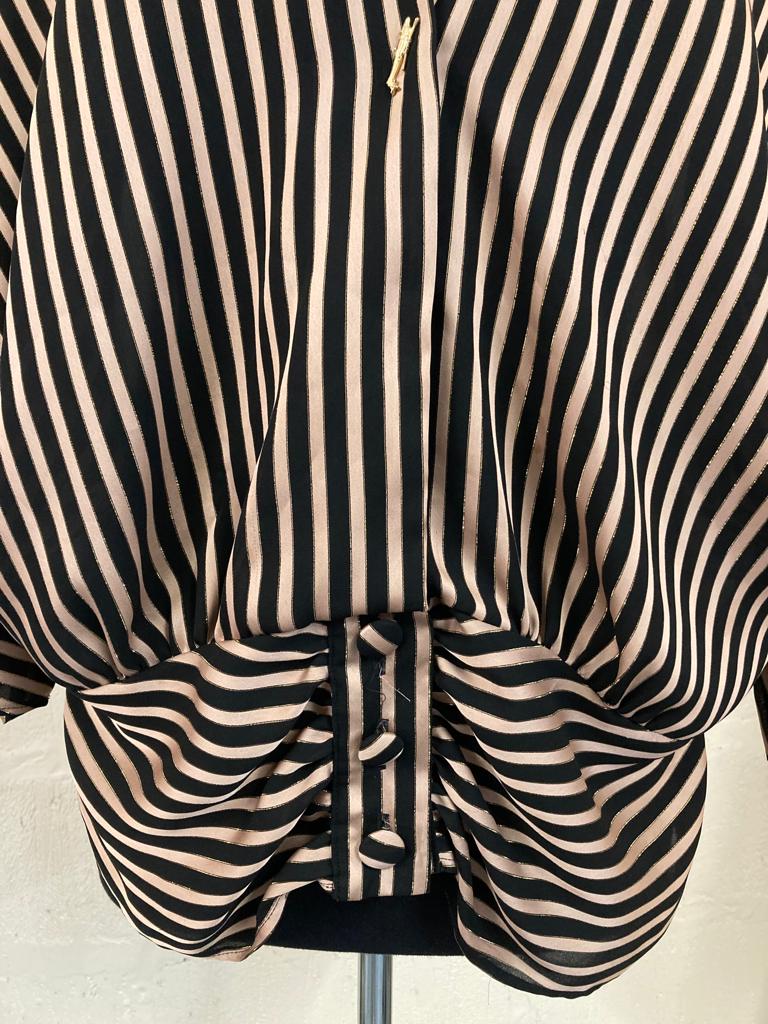 Vintage Richards Black and Gold Striped Top Size 14