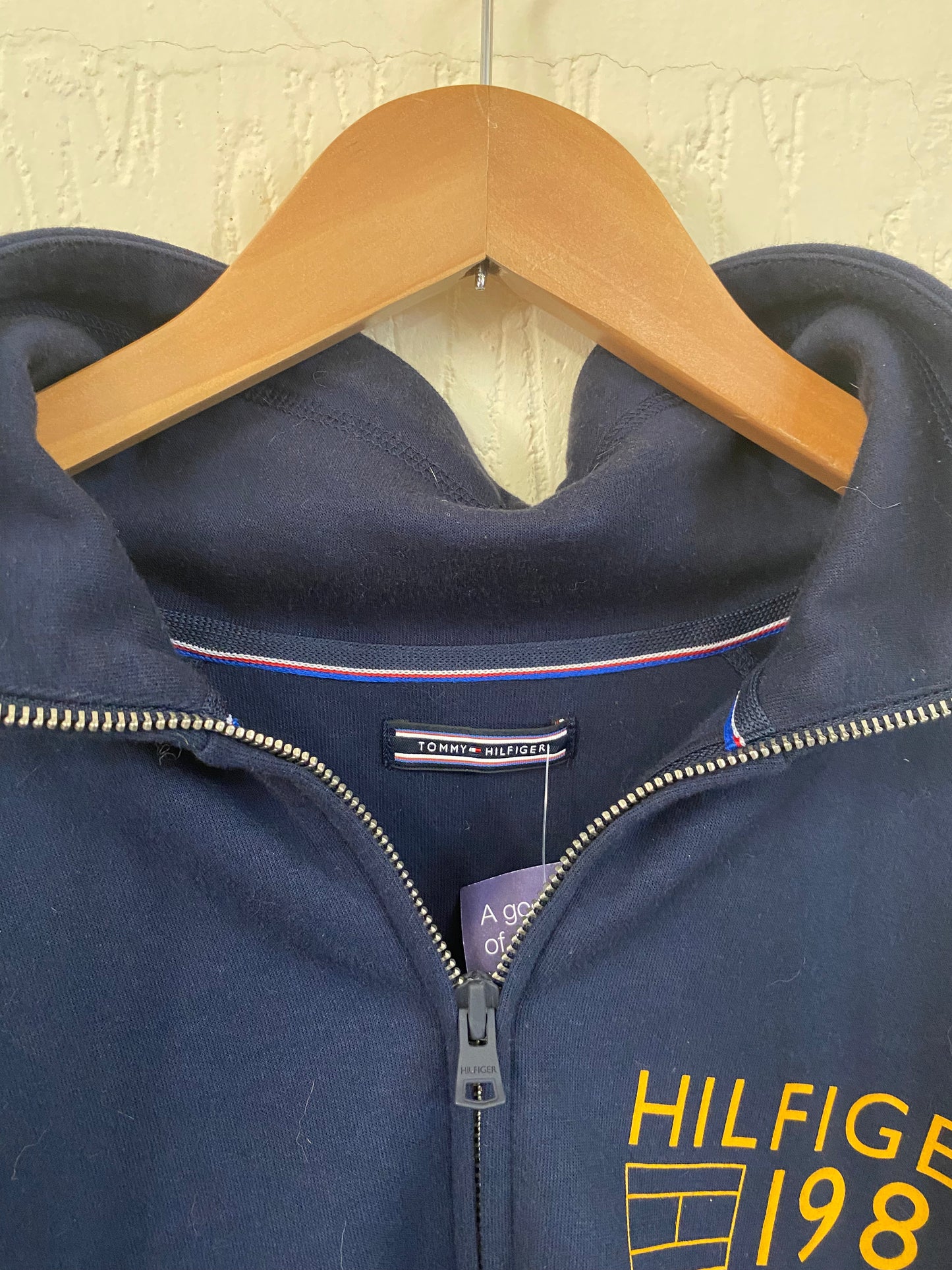 Tommy Hilfiger Navy Zip Sweatshirt 1985 New York Size S