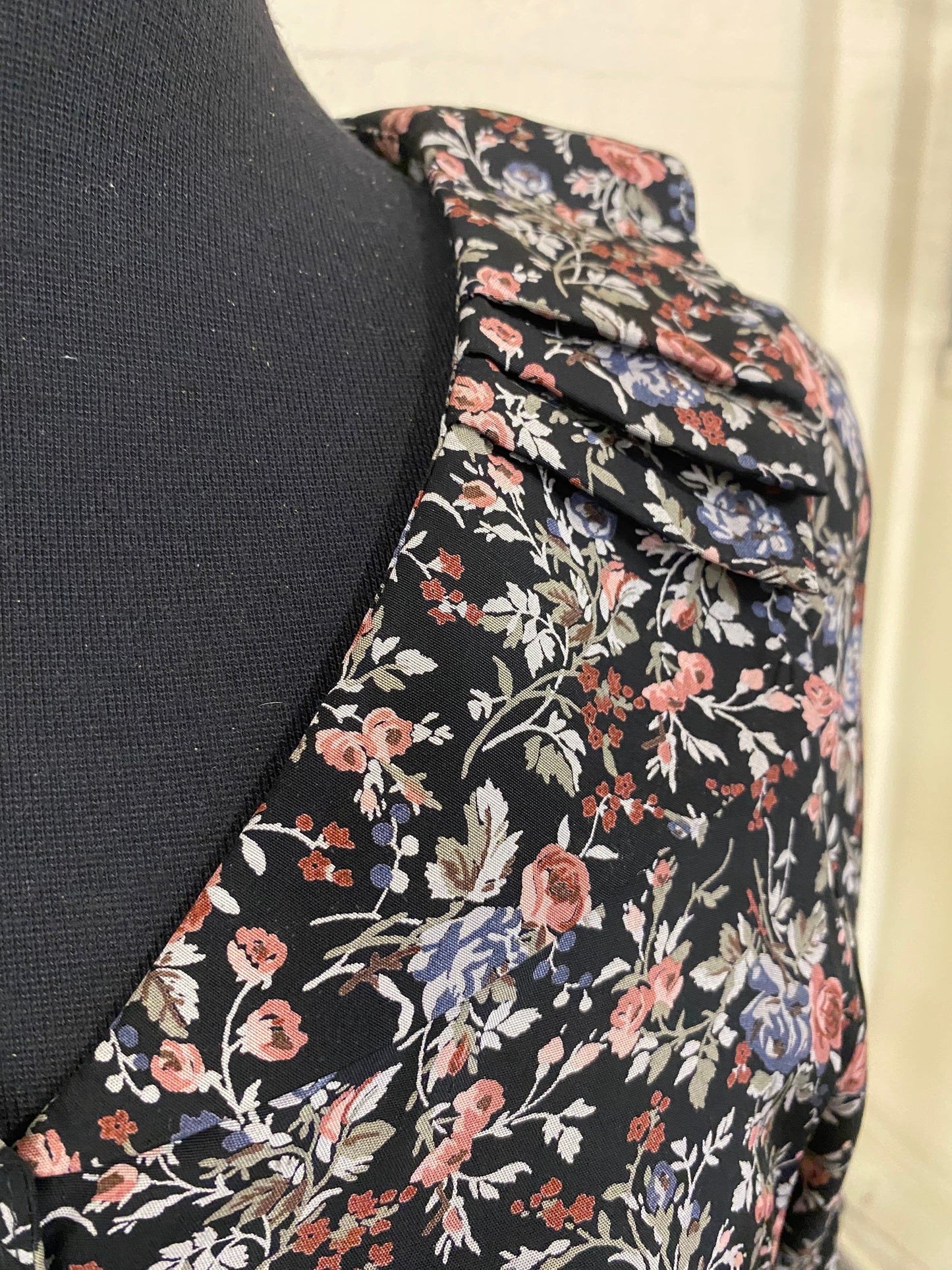 Vintage Laura Ashley Black Floral Blouse Size 12