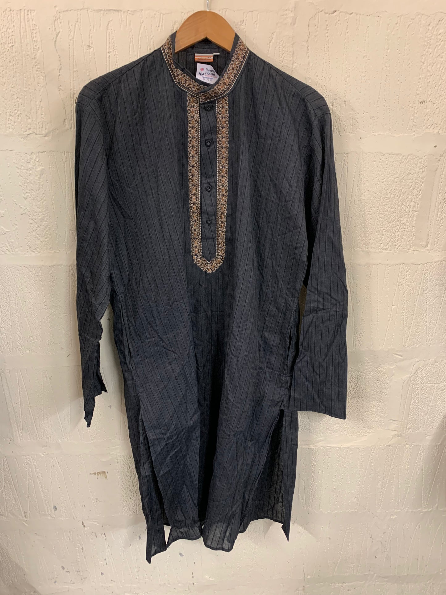 Grey with tan embroidery Tunic Dress Size 12