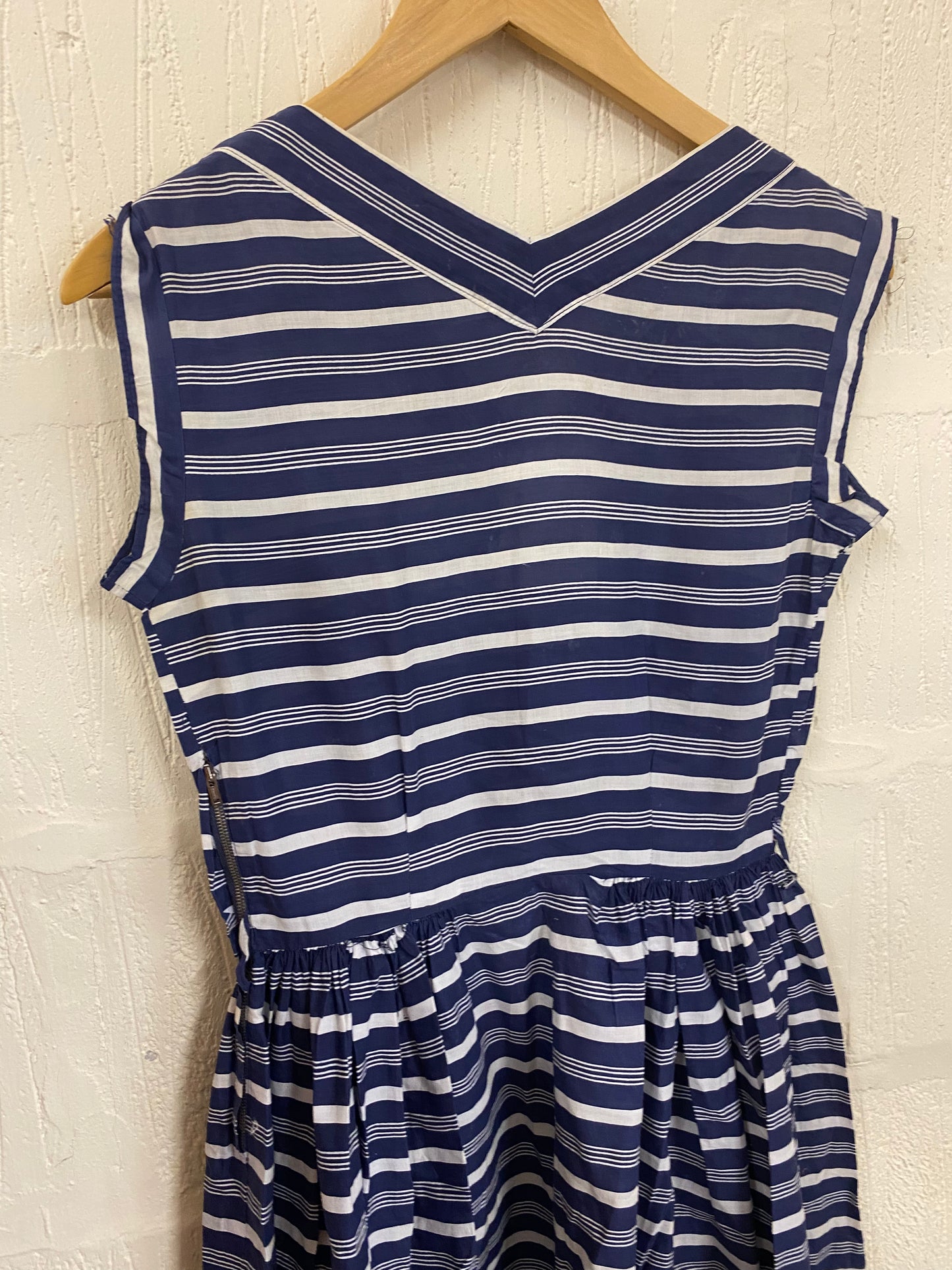 Vintage 1950s Blue and White 1950s Hand Made dress Size 6