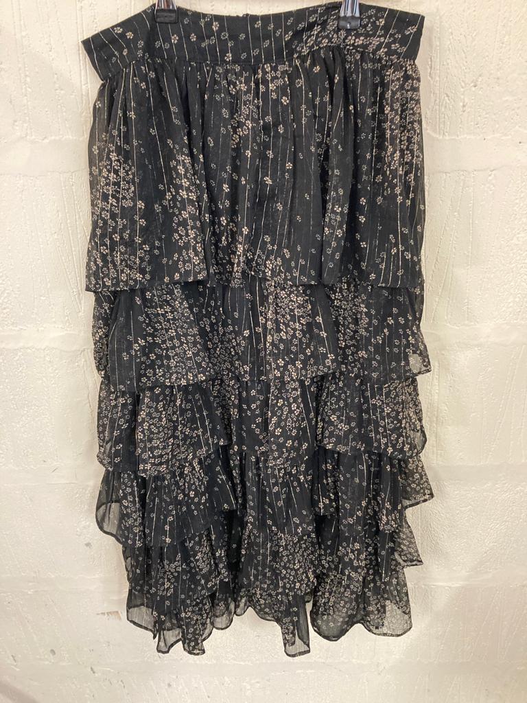 Preloved Topshop Tiered Frill Black Sparkly Skirt Size 8