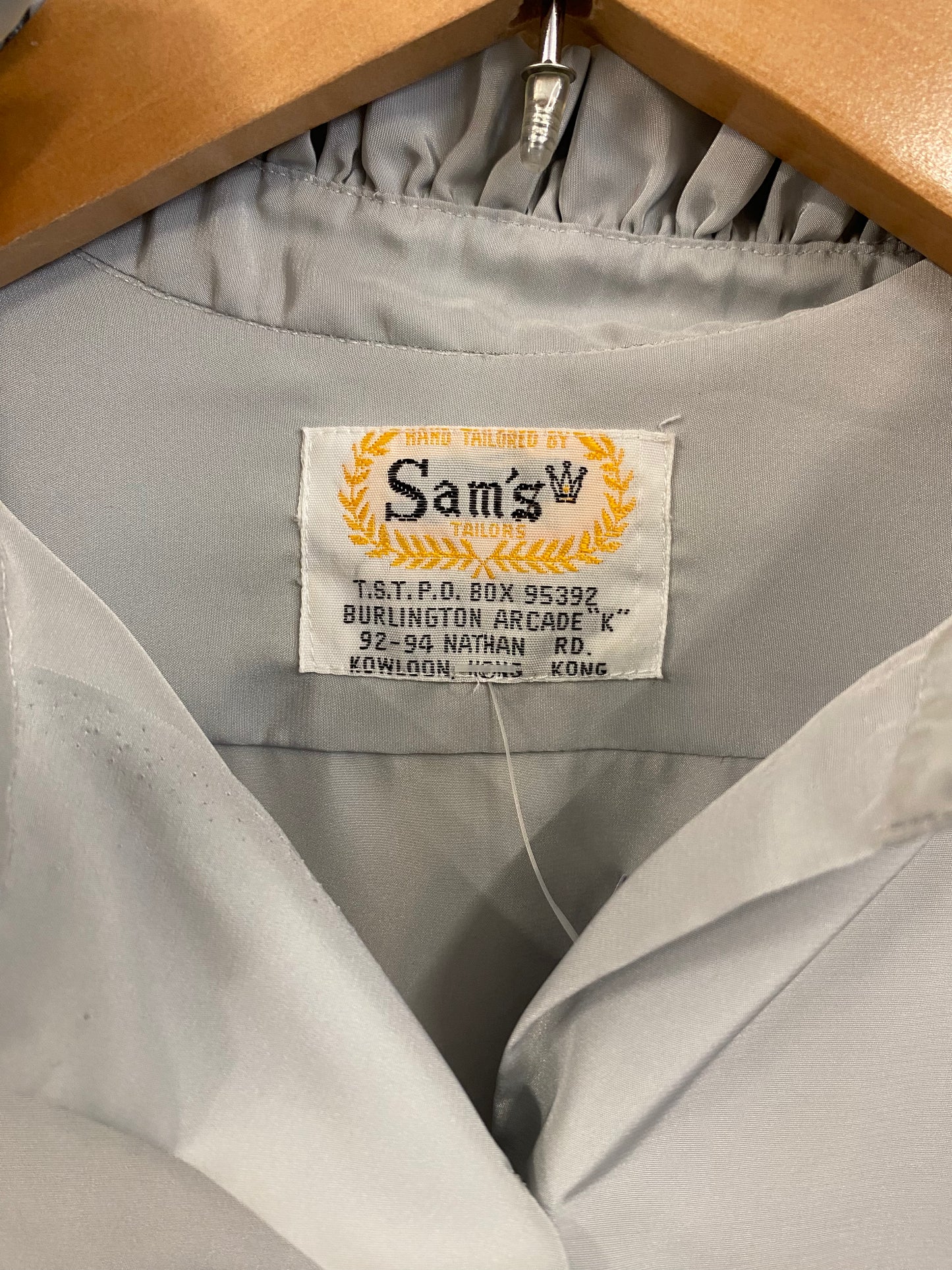 Vintage Light Sage Cream Sam's of Hong Kong Silk 70s Blouse Size 12