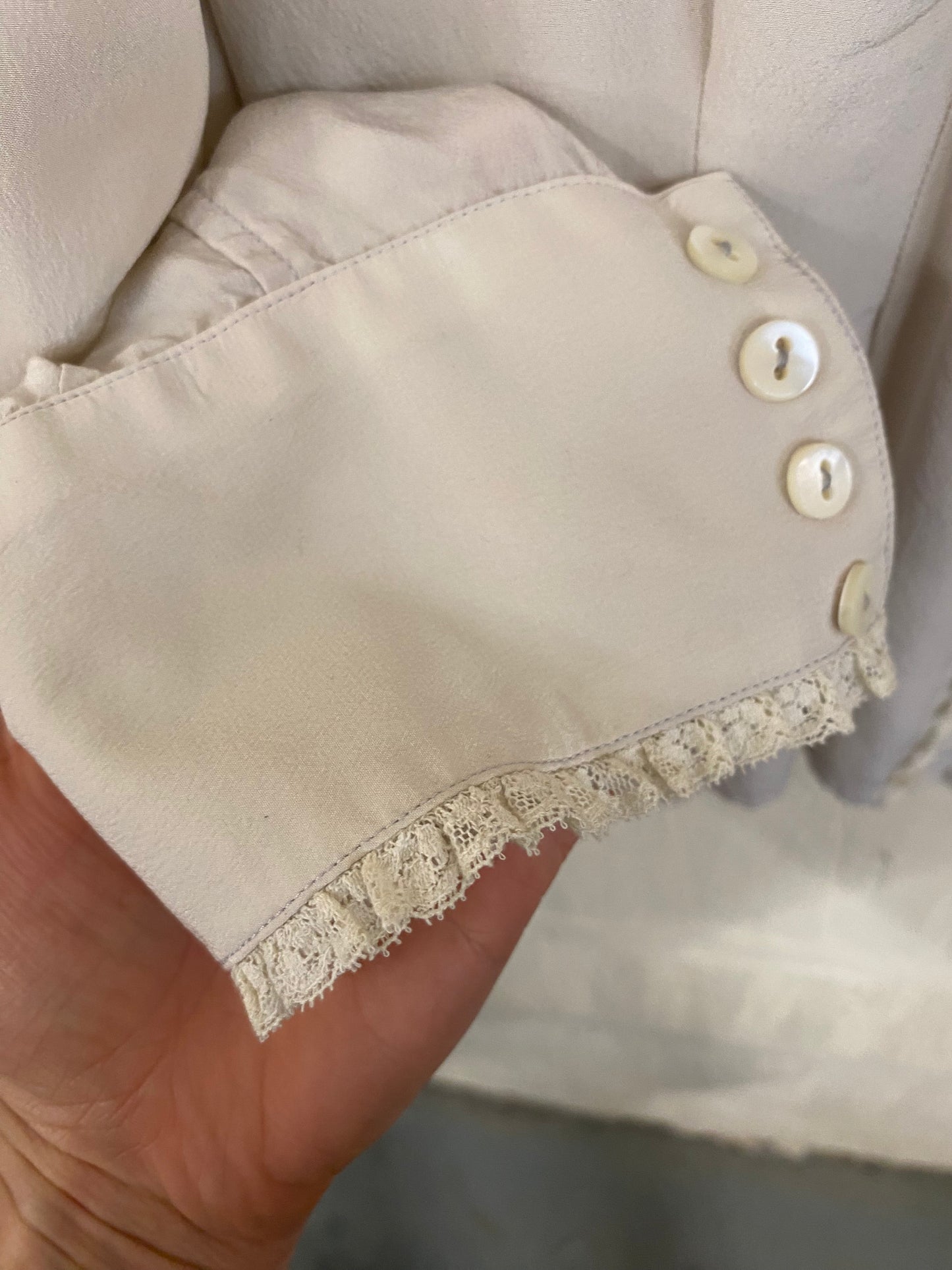 Vintage Cream Silk 70s Blouse Size 12