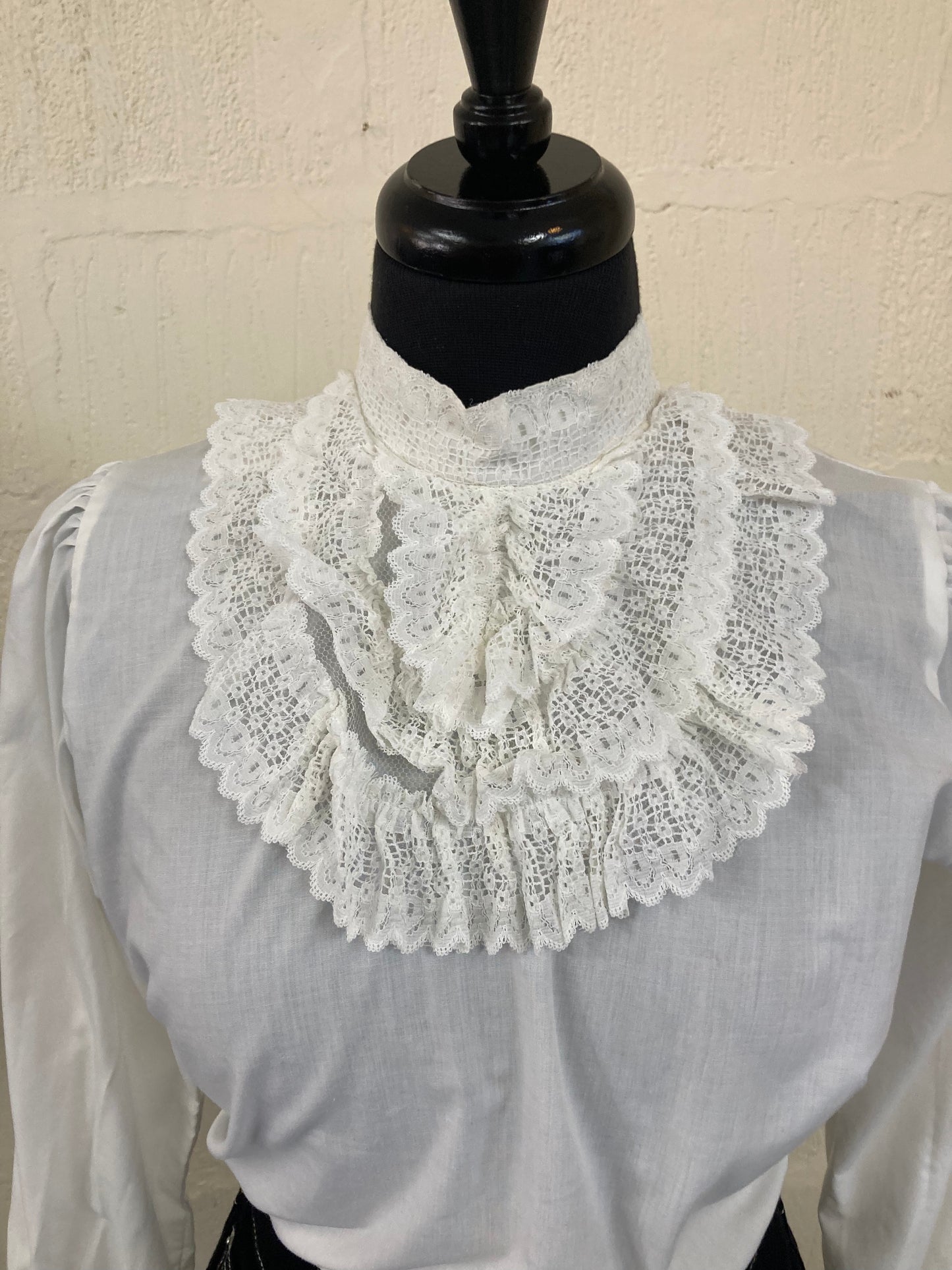 Vintage White shirt with Frill Bib and Rear Button Fastening Size 10