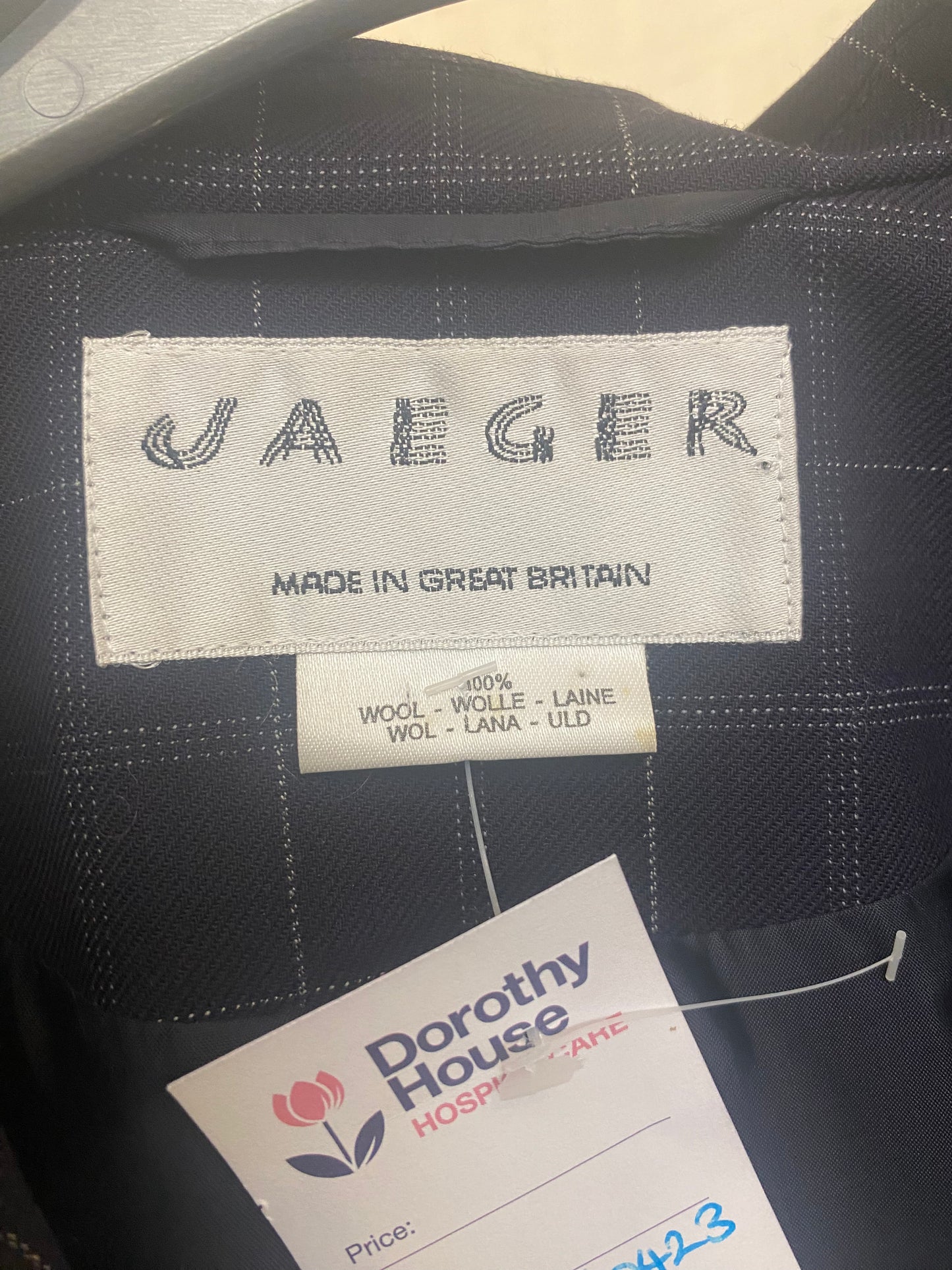Vintage Jaeger Navy with White Check Pinstripe Blazer Jacket Size 14