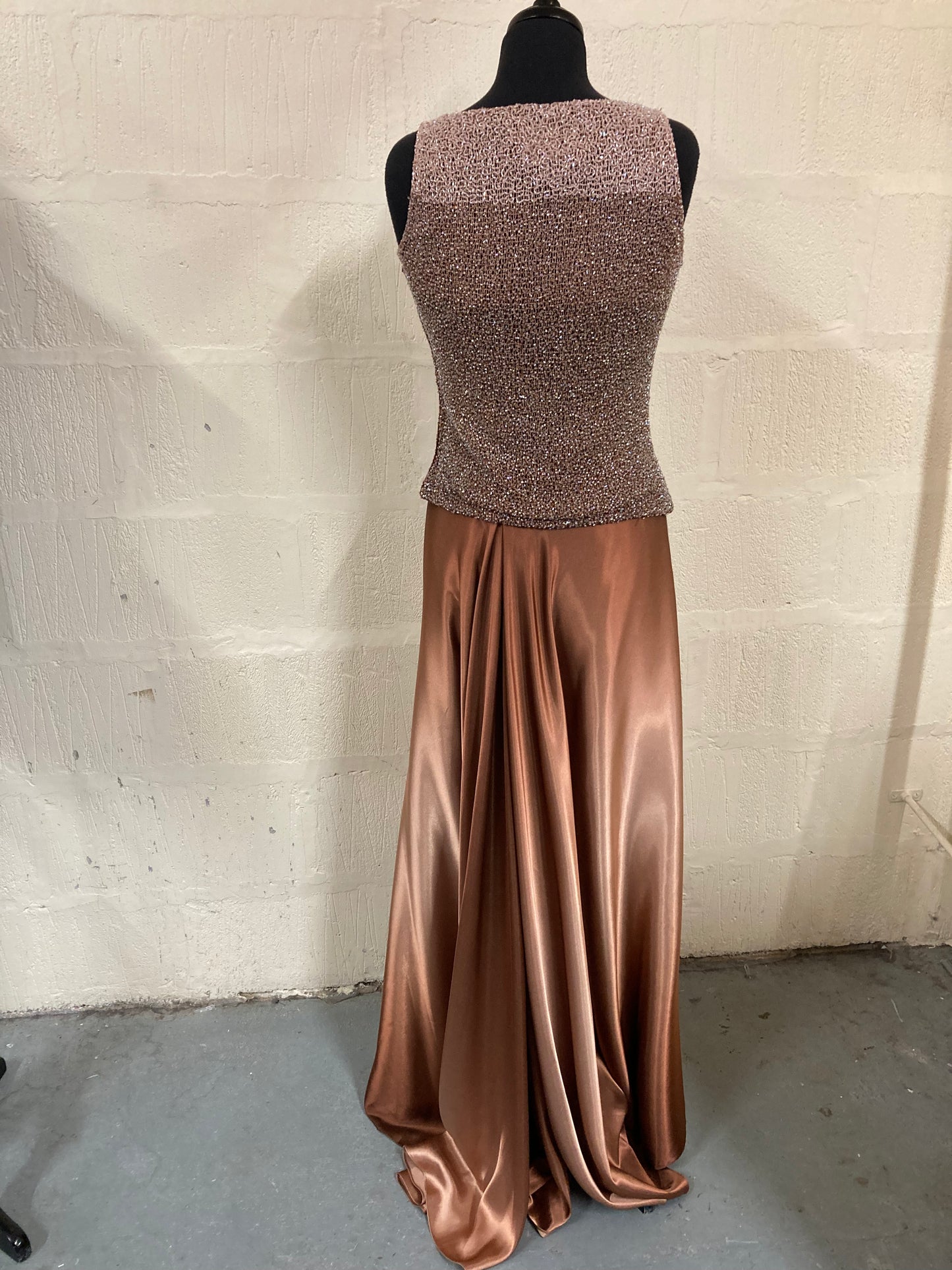 Designer Bronze Ombre Maxi Skirt with Fishtail hem Size 10