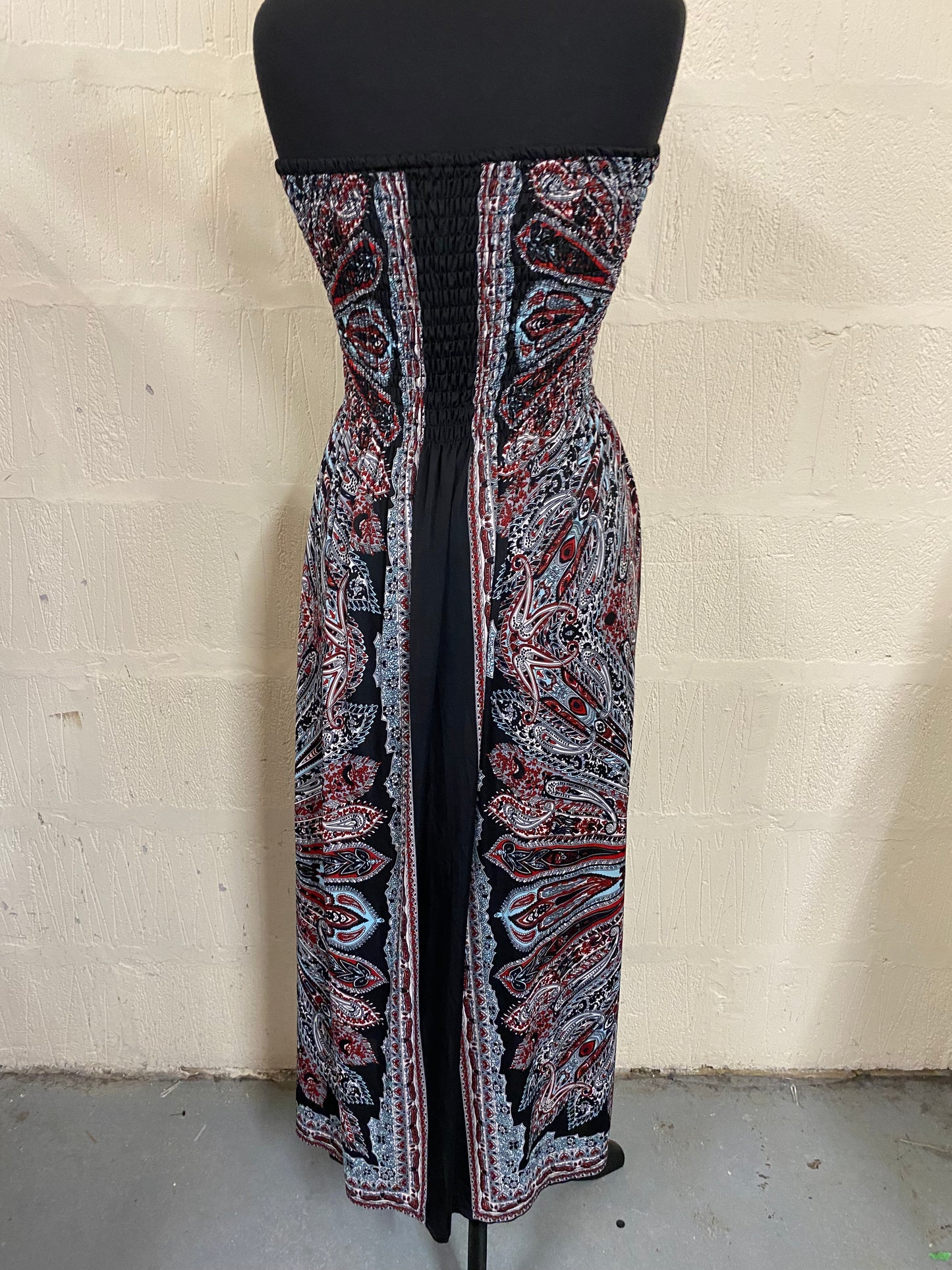 Noughties Black and Red Printed Maxi Sun Dress Size 10 10