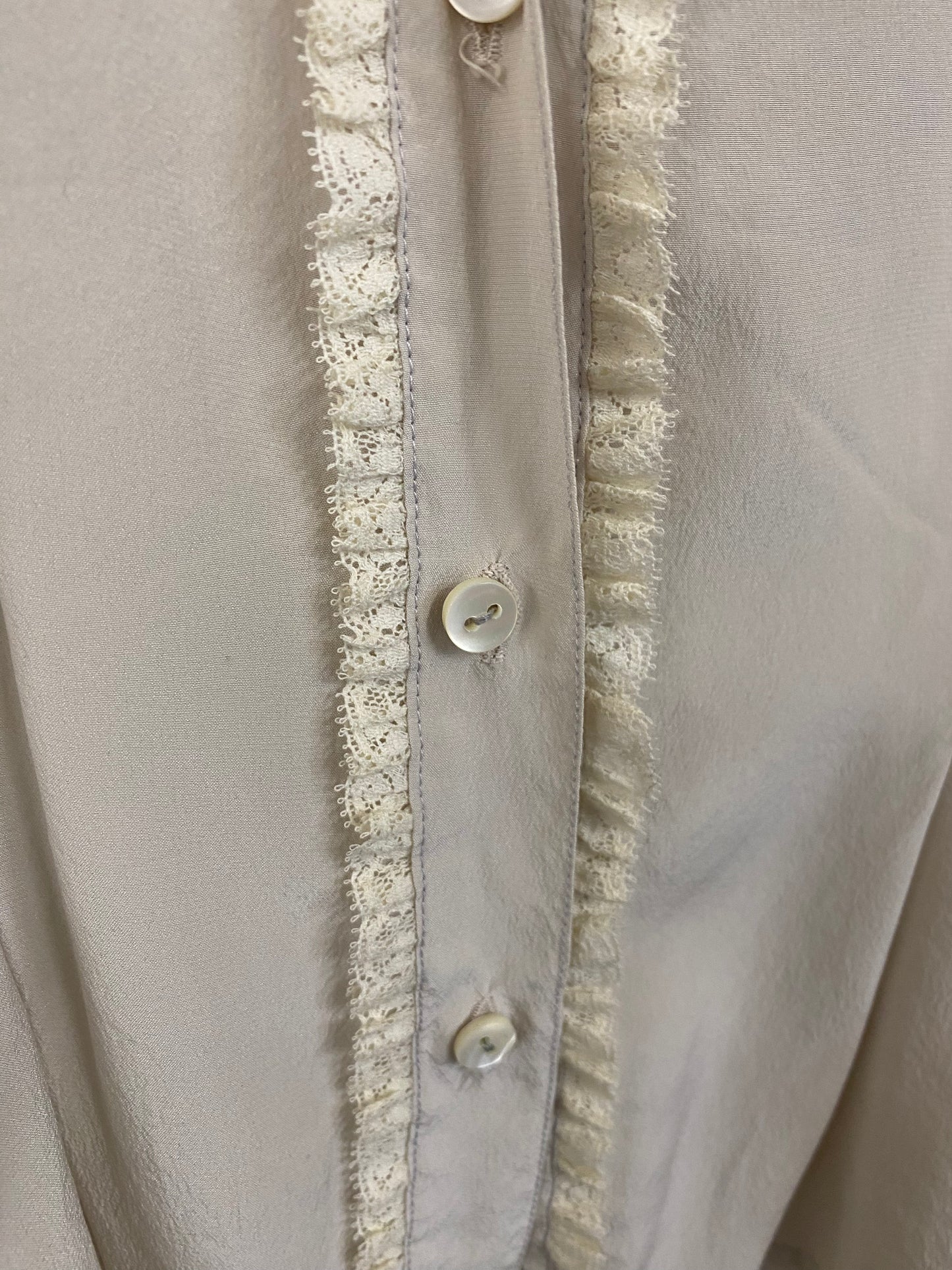 Vintage Cream Silk 70s Blouse Size 12