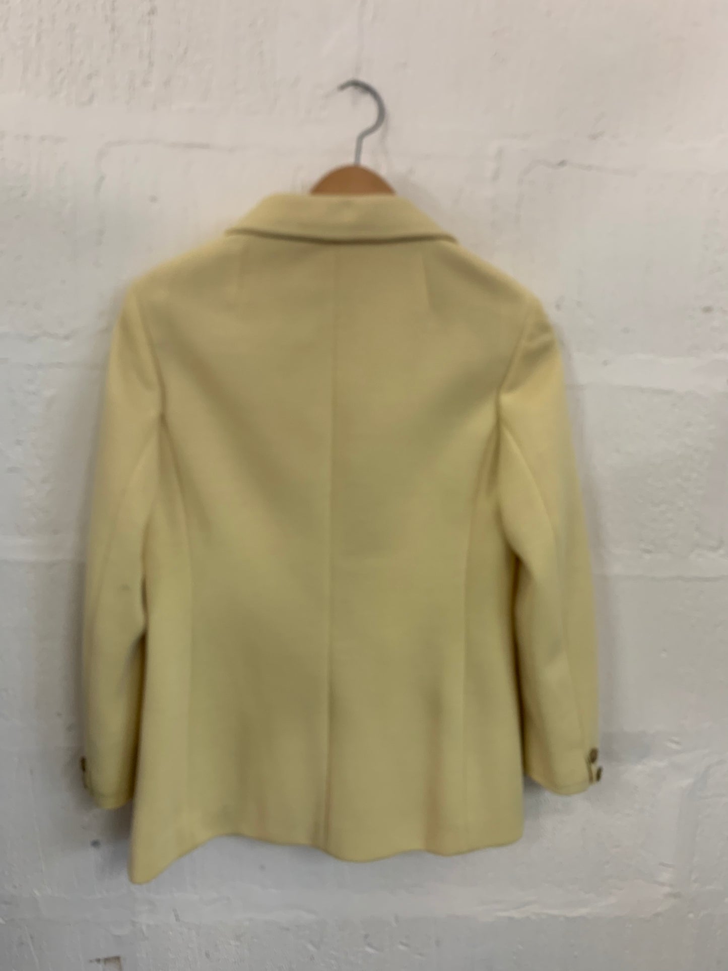 Vintage 1960s Style Hettemarks Pale Yellow Wool Jacket Size 12