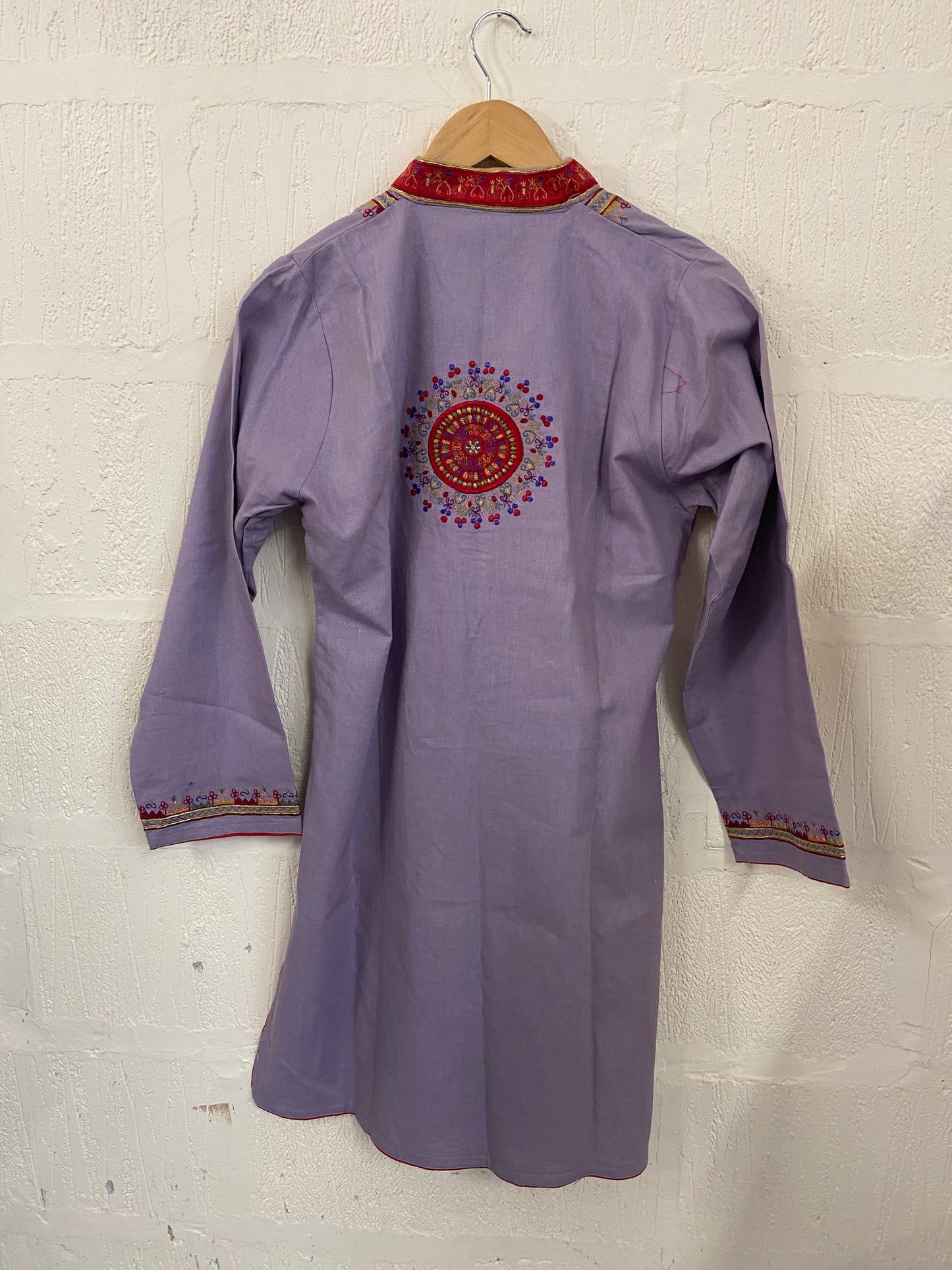 Preloved Purple Embroidered Kurta Shirt. Size M- L