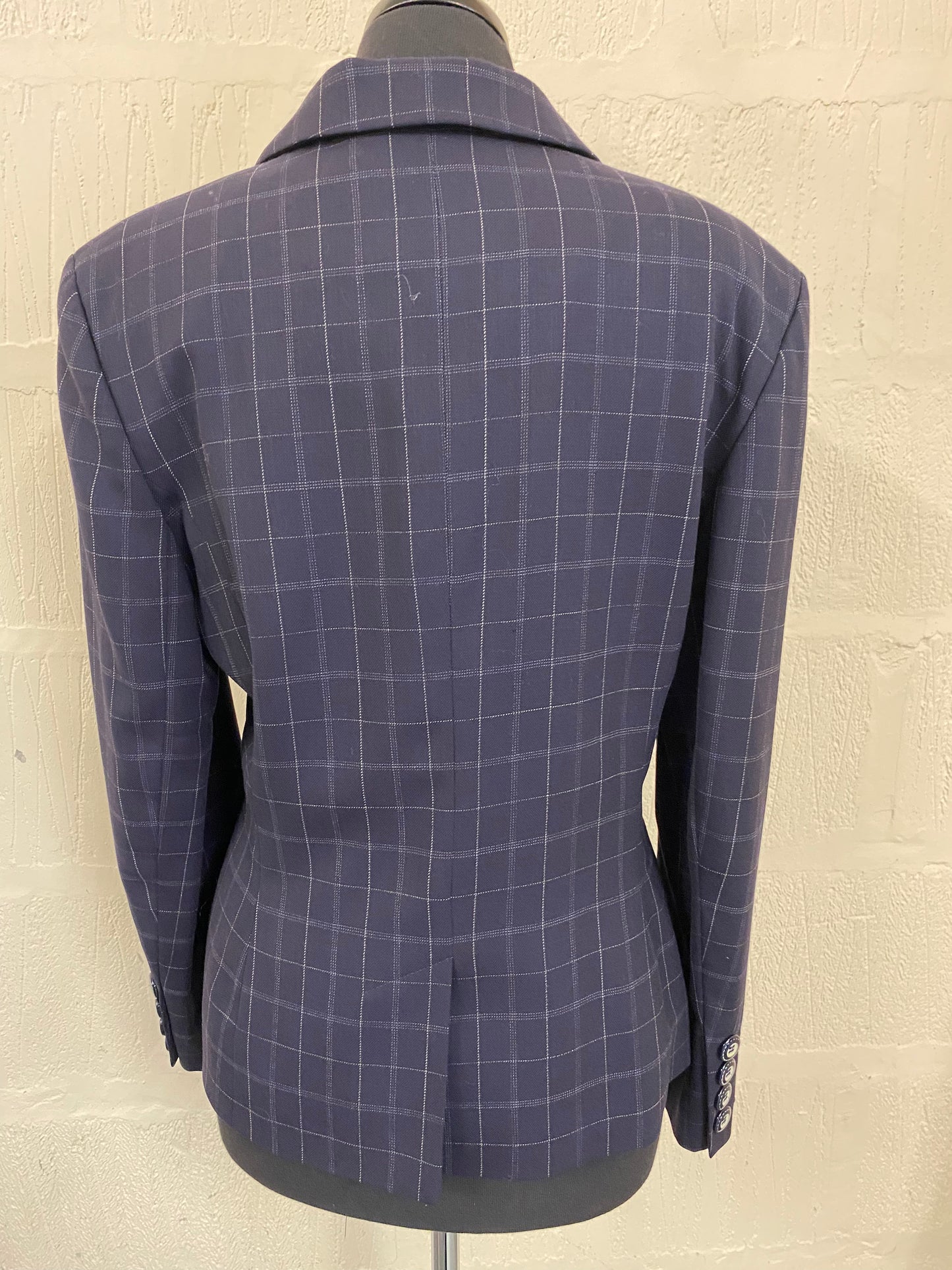Vintage Jaeger Navy with White Check Pinstripe Blazer Jacket Size 14