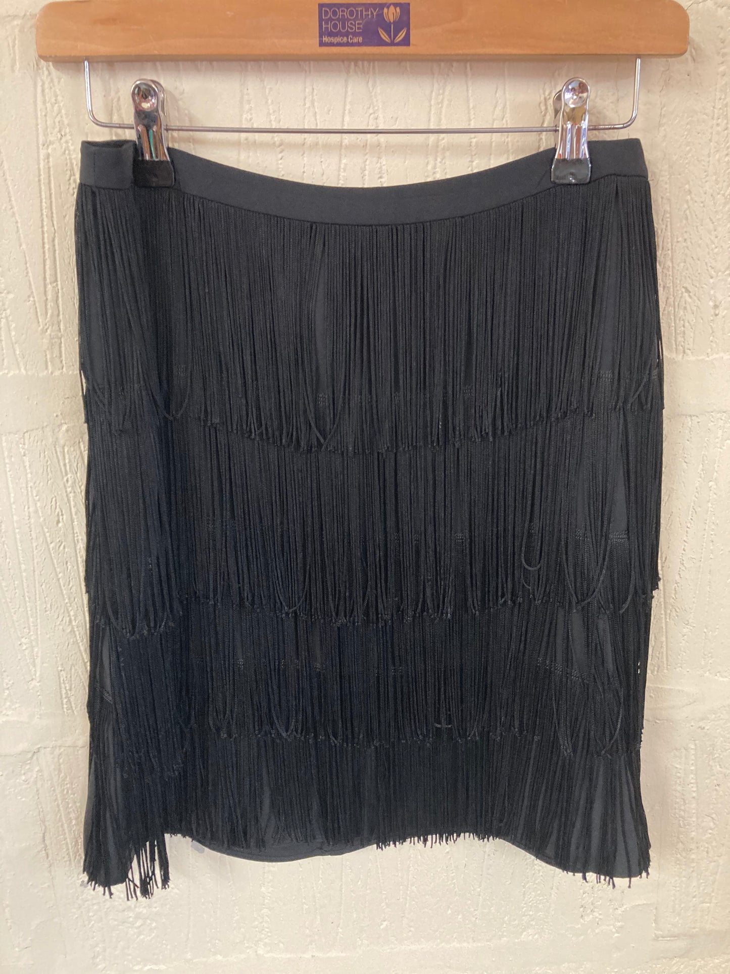 BNWT Black Fringe Mini Skirt by Ralph Lauren Size 8