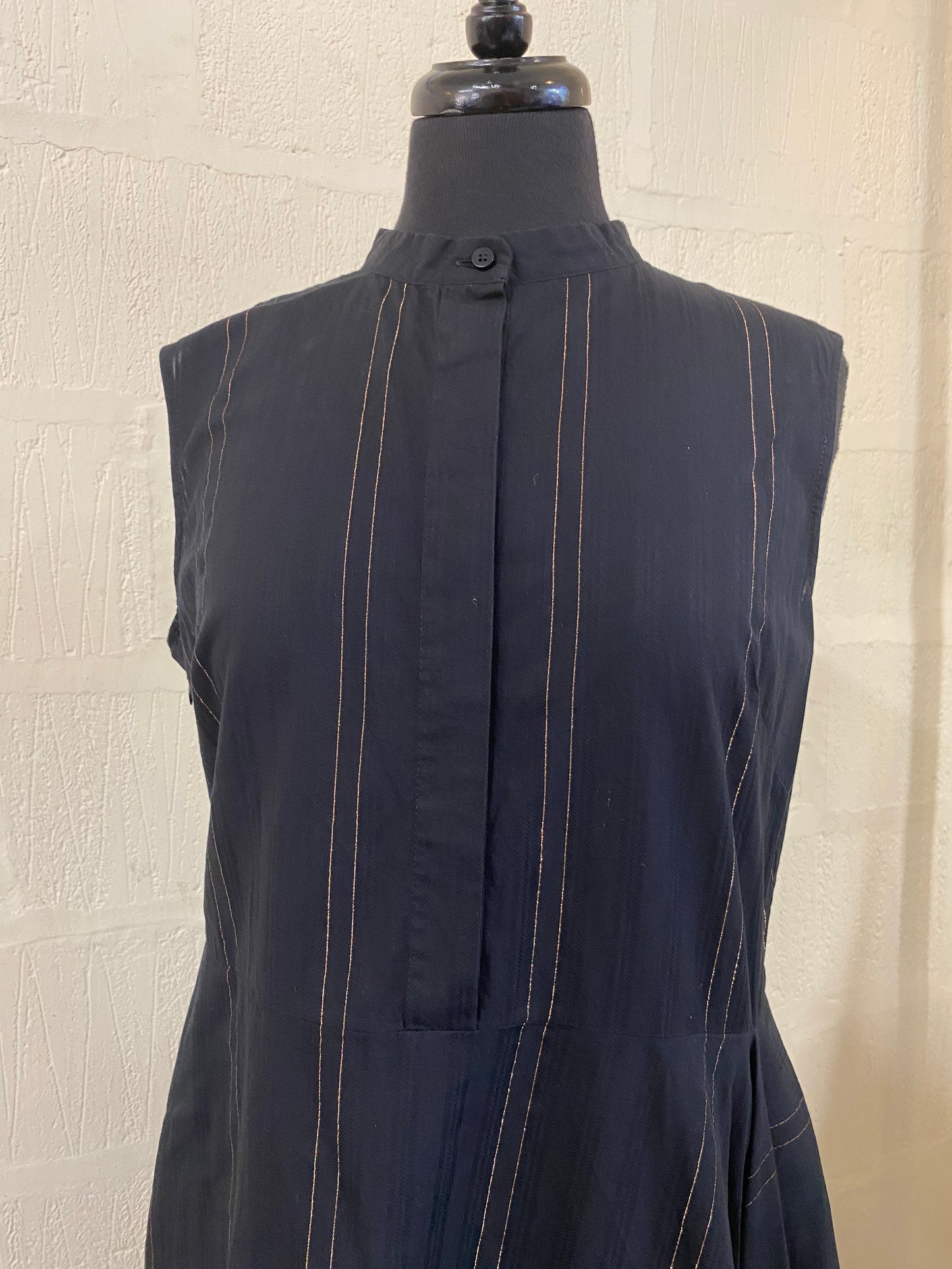 Black with Rose Gold thread Sleeveless Midi Dress Size 14
