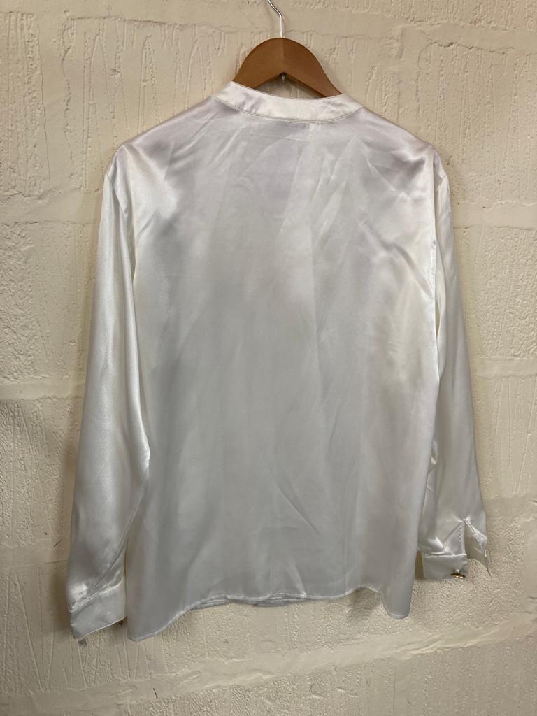 Vintage White Blouse with Gold Accent Buttons Size 12