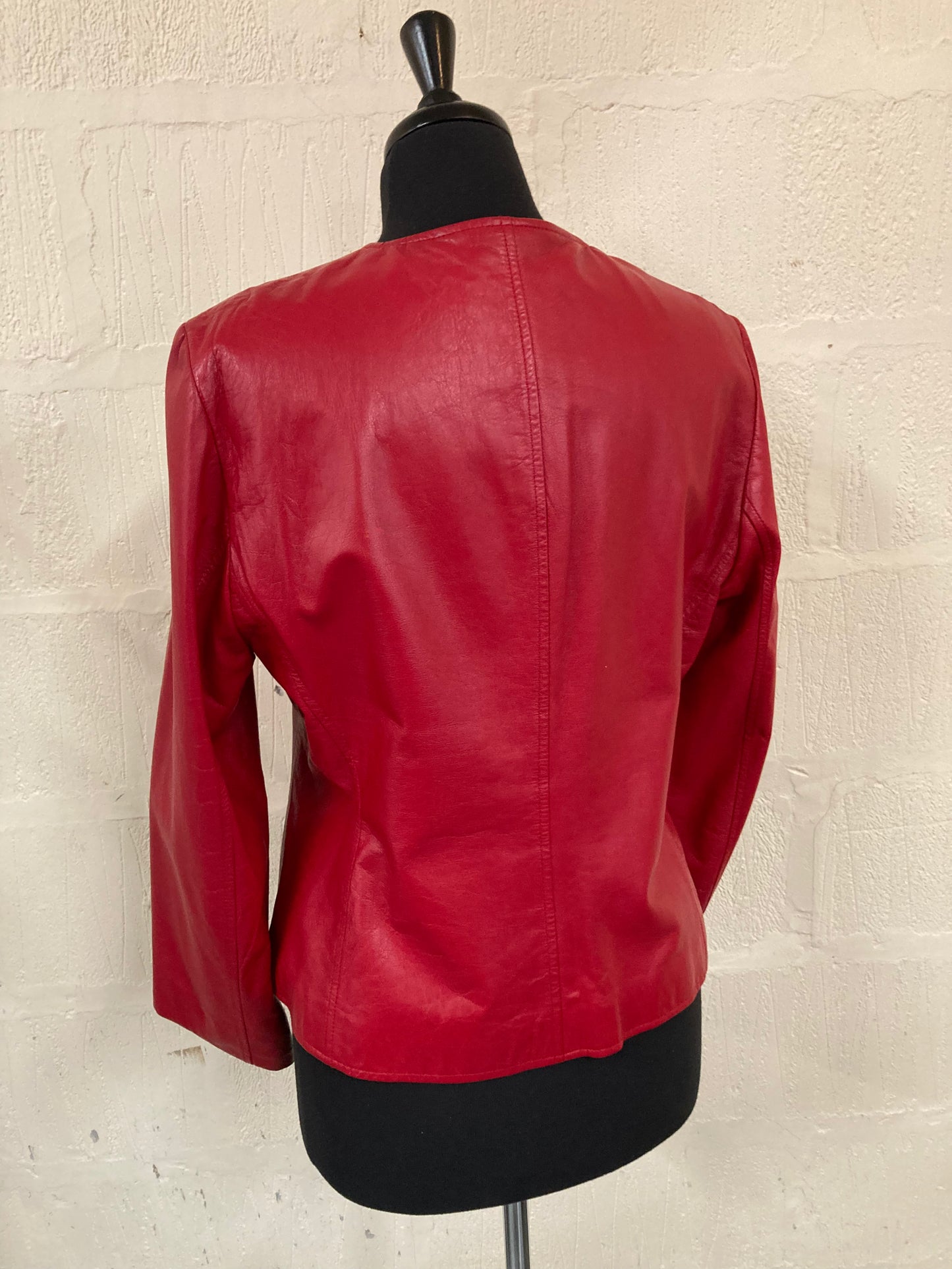 1990s Planet Red Leather Boxy Jacket Size 14