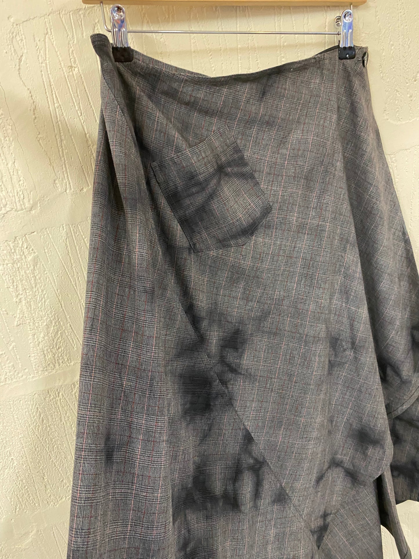Claire.dk Distressed Fine Check Asymetric Skirt Size 12