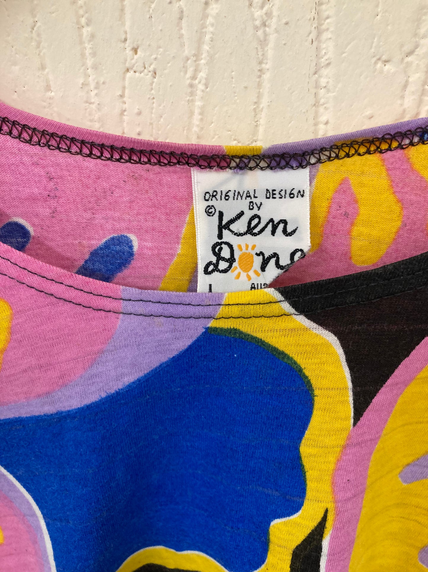 1980s Ken Done Multi Coloured Tee Shirt Size 14