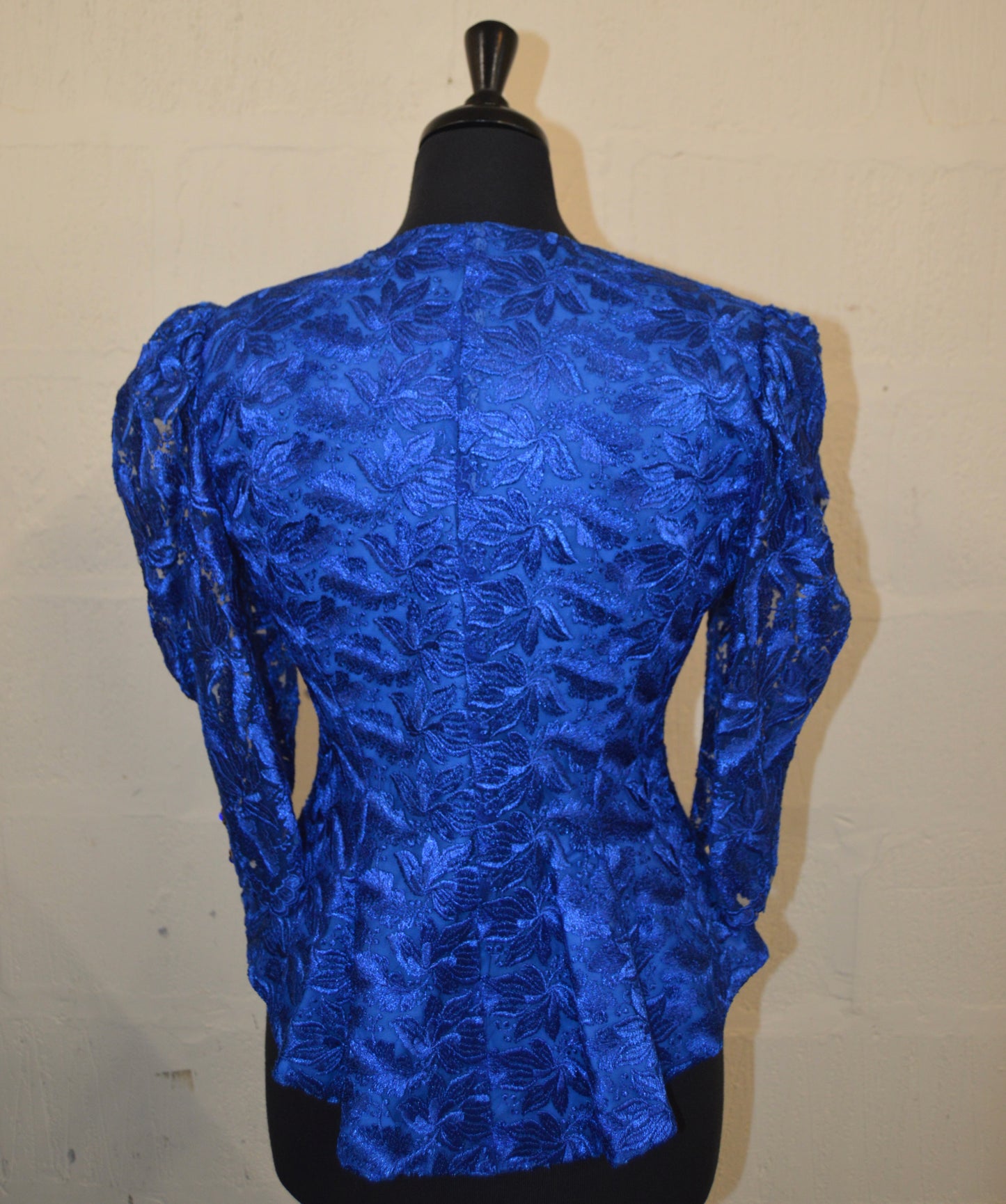 Vintage Royal Blue Lace Overlay Jacket Size 10